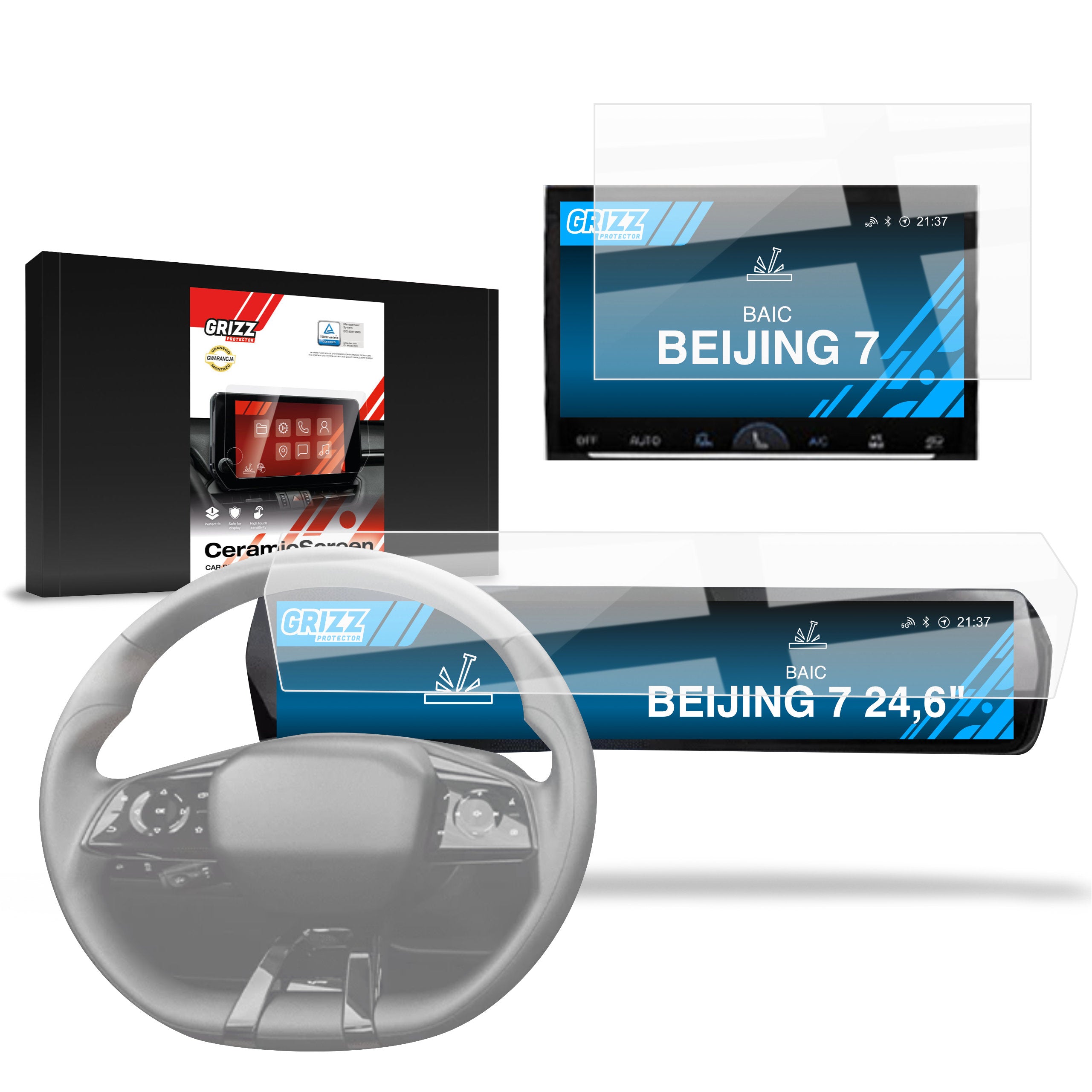 Keramische Autodisplayfolie 2in1 für BAIC BEIJING 7 (2024-2026), Grizz Protector