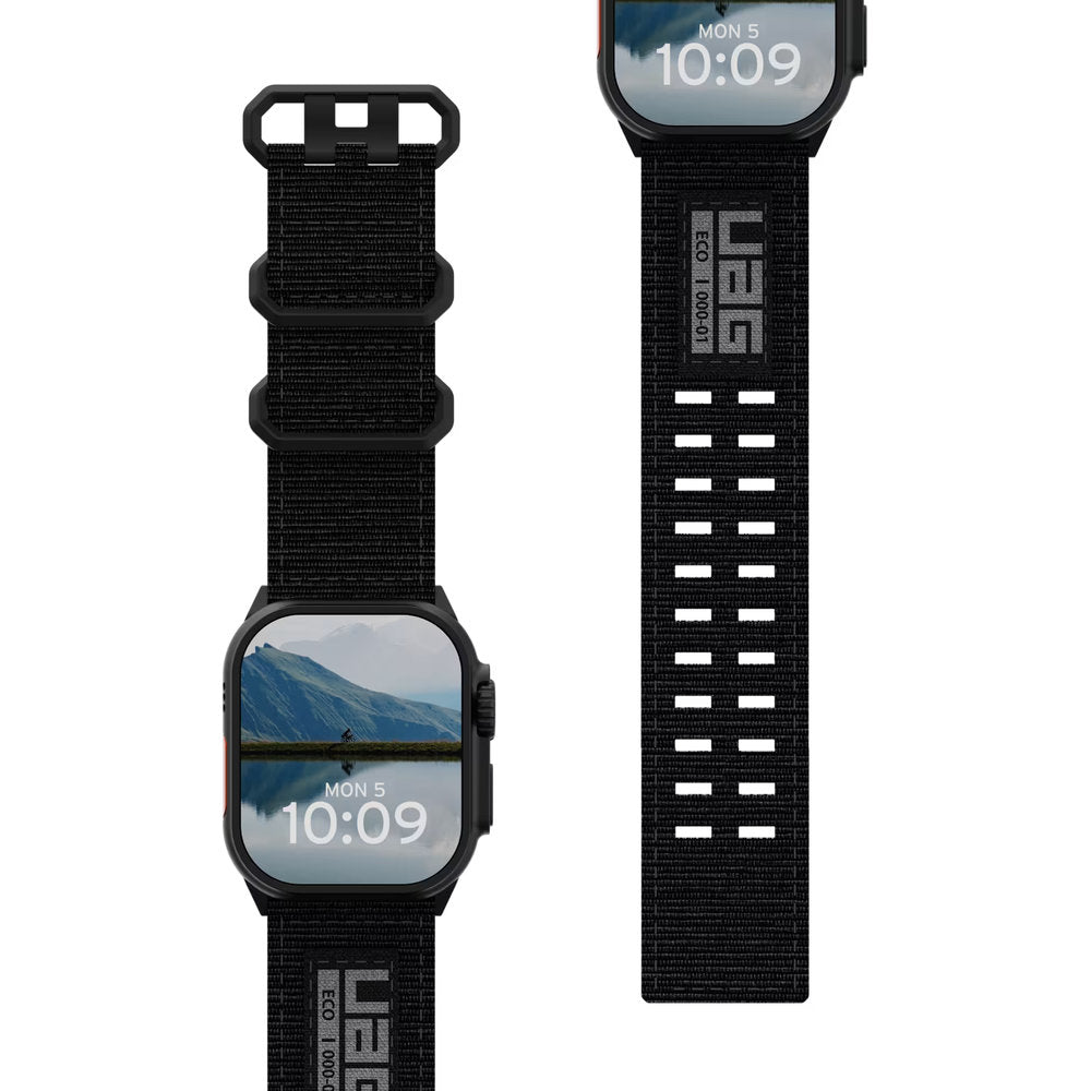 Armband für Apple Watch 44/45/46/49 mm, UAG Metropolis, Schwarz mit schwarzer Schnalle (4/7)