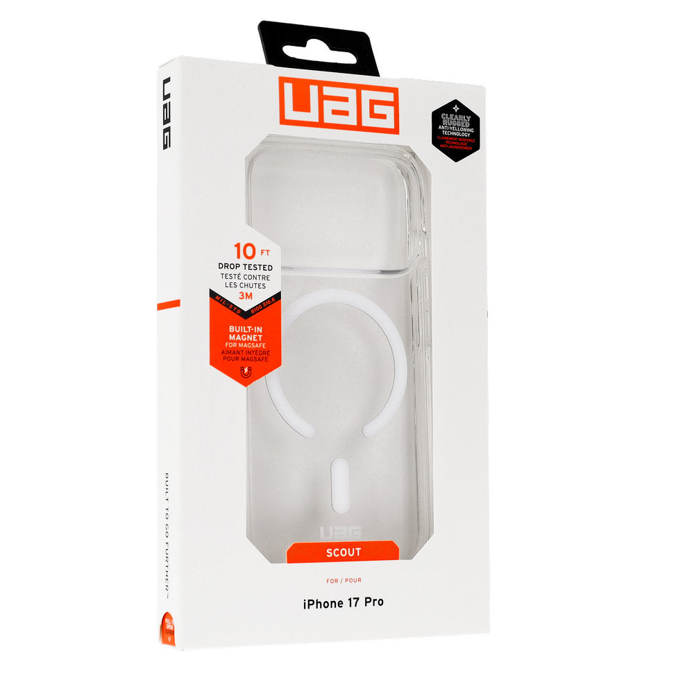 Handyhülle für iPhone 18 Pro / 17 Pro, UAG Scout Clear mit MagSafe, Transparent-Weiß