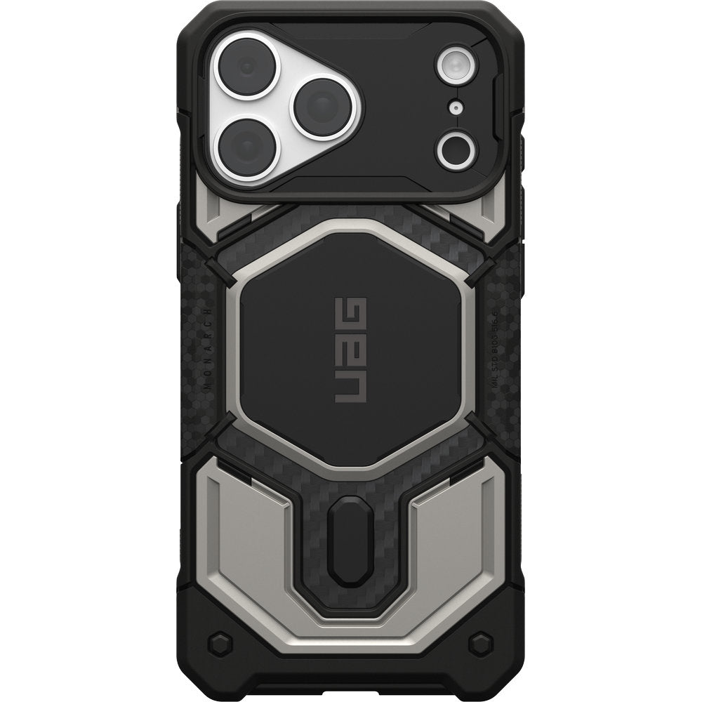 Handyhülle für iPhone 18 Pro Max / 17 Pro Max, UAG Monarch Pro mit MagSafe, Titan/Schwarz mit Kohlefaser (2/16)