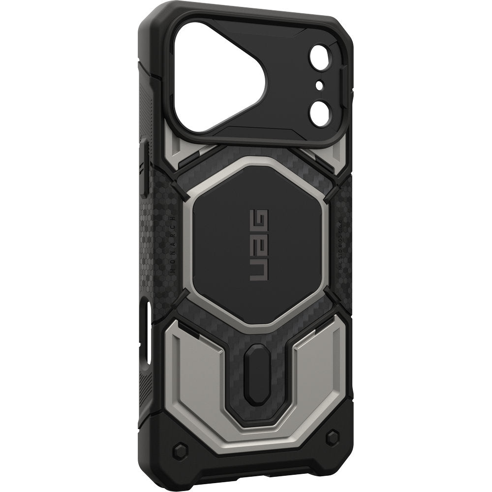 Handyhülle für iPhone 18 Pro Max / 17 Pro Max, UAG Monarch Pro mit MagSafe, Titan/Schwarz mit Kohlefaser (10/16)