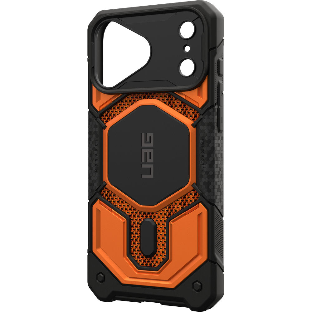 Gepanzerte Handyhülle für iPhone 18 Pro Max / 17 Pro Max, UAG Monarch Pro Kevlar Mag mit MagSafe, Orange und Schwarz mit Kevlar (11/16)