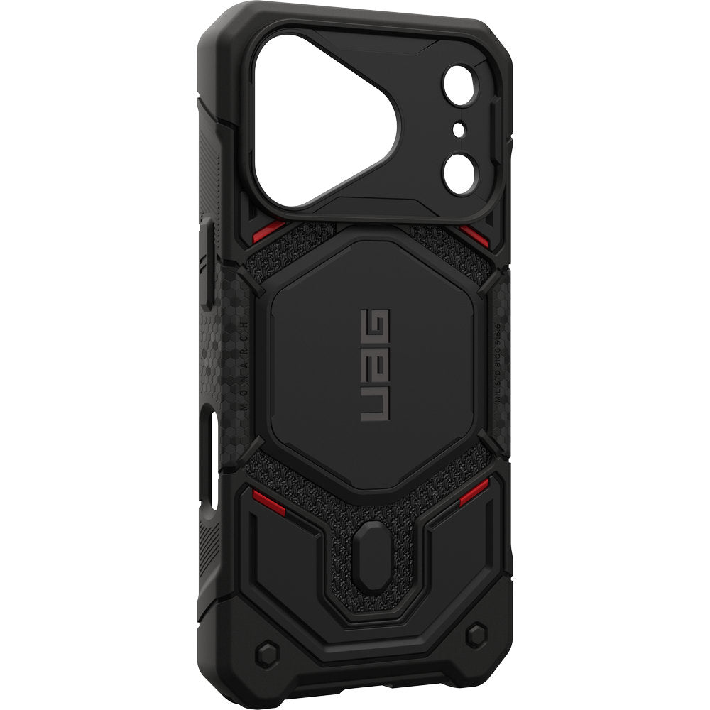 Gepanzerte Handyhülle für iPhone 18 Pro / 17 Pro, UAG Monarch Pro Kevlar Mag mit MagSafe, Schwarz mit Kevlar (10/16)