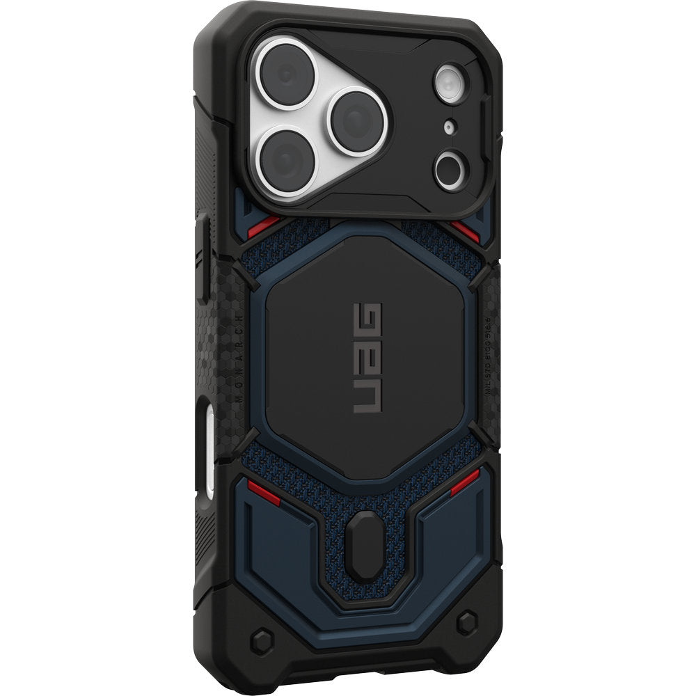 Gepanzerte Handyhülle für iPhone 18 Pro / 17 Pro, UAG Monarch Pro Kevlar Mag mit MagSafe, Dunkelblau und Schwarz mit Kevlar (3/16)