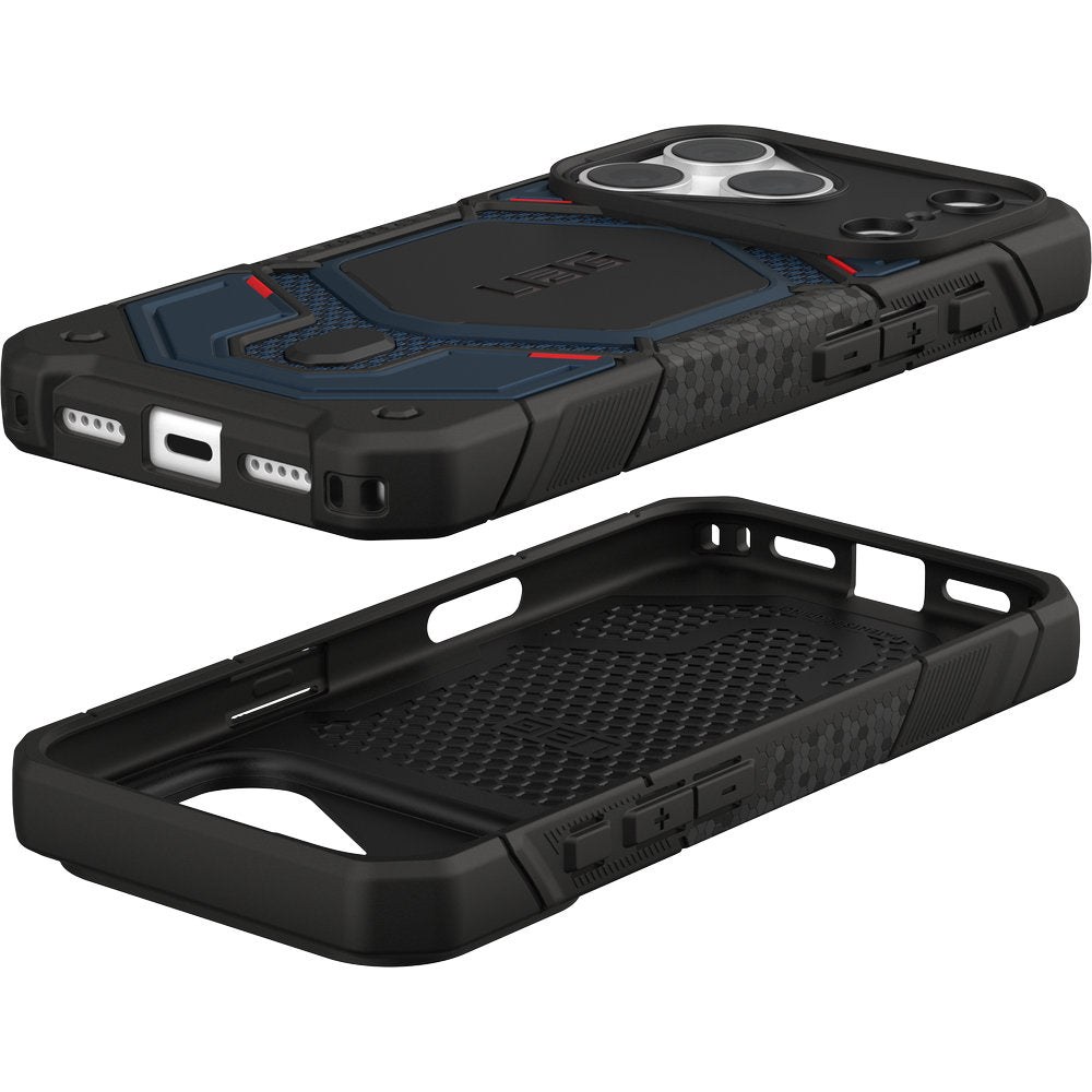 Gepanzerte Handyhülle für iPhone 18 Pro / 17 Pro, UAG Monarch Pro Kevlar Mag mit MagSafe, Dunkelblau und Schwarz mit Kevlar (7/16)