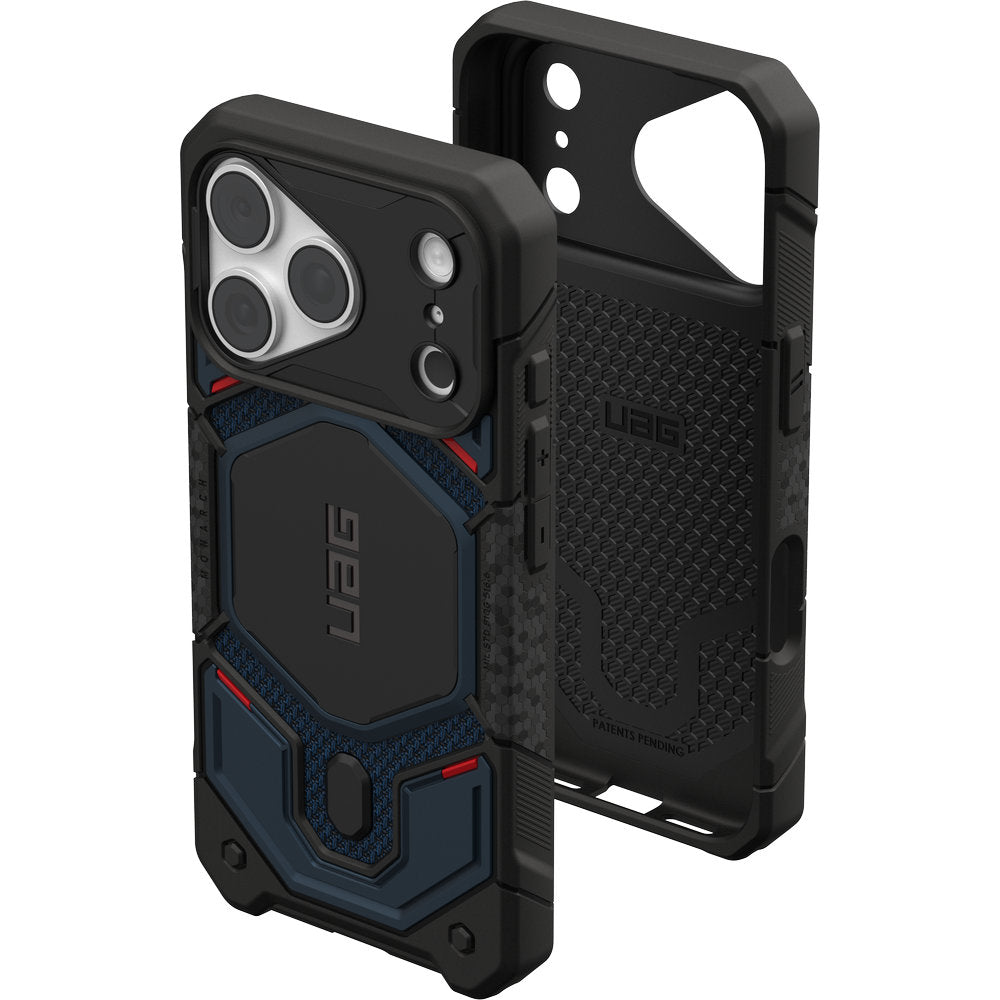 Gepanzerte Handyhülle für iPhone 18 Pro / 17 Pro, UAG Monarch Pro Kevlar Mag mit MagSafe, Dunkelblau und Schwarz mit Kevlar (8/16)