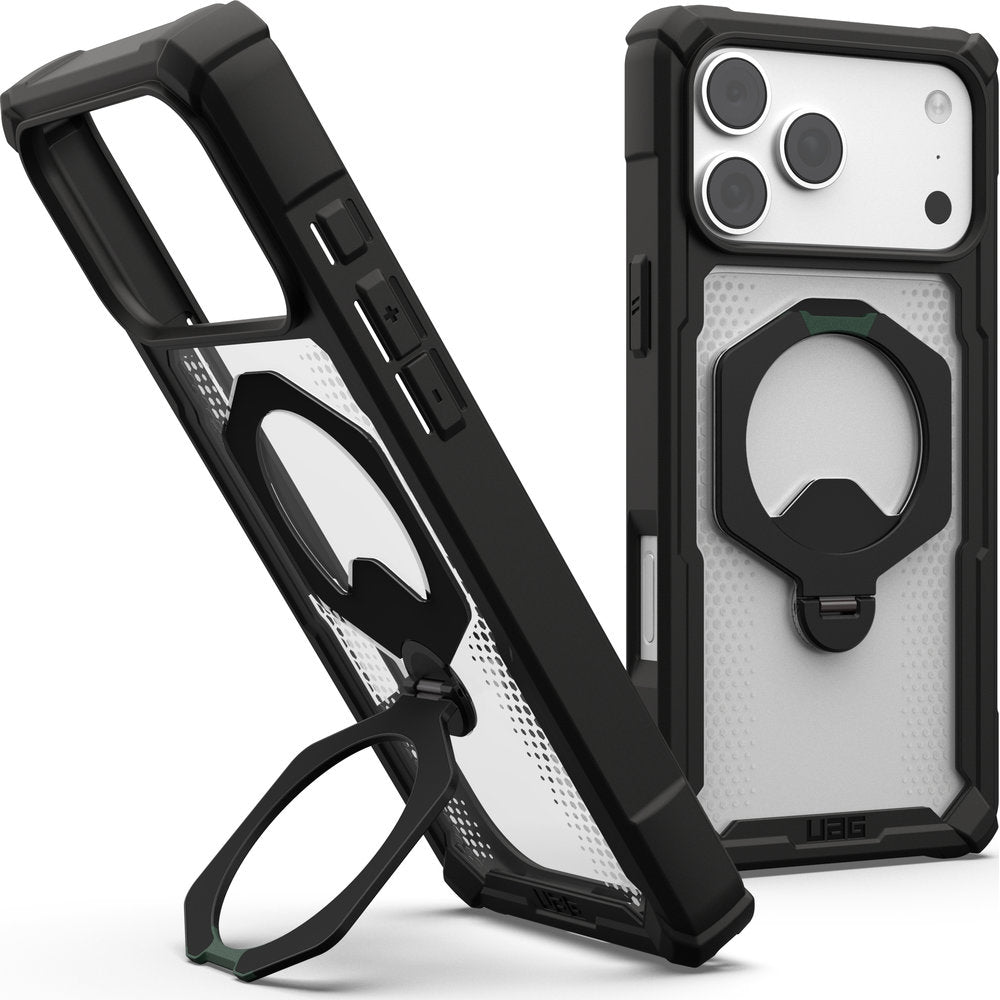 Handyhülle mit Ring für iPhone 18 Pro Max / 17 Pro Max, UAG Plasma XTE 360 mit MagSafe, Transparent und Schwarz mit grünen Element (1/15)