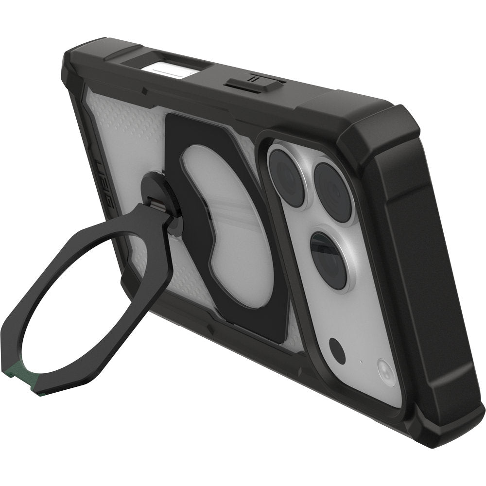 Handyhülle mit Ring für iPhone 18 Pro / 17 Pro, UAG Plasma XTE 360 mit MagSafe, Transparent und Schwarz mit grünen Element (2/15)