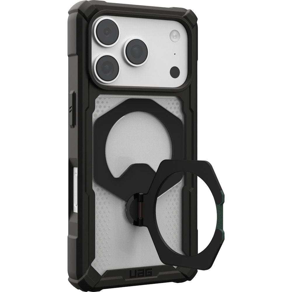 Handyhülle mit Ring für iPhone 18 Pro / 17 Pro, UAG Plasma XTE 360 mit MagSafe, Transparent und Schwarz mit grünen Element (5/15)