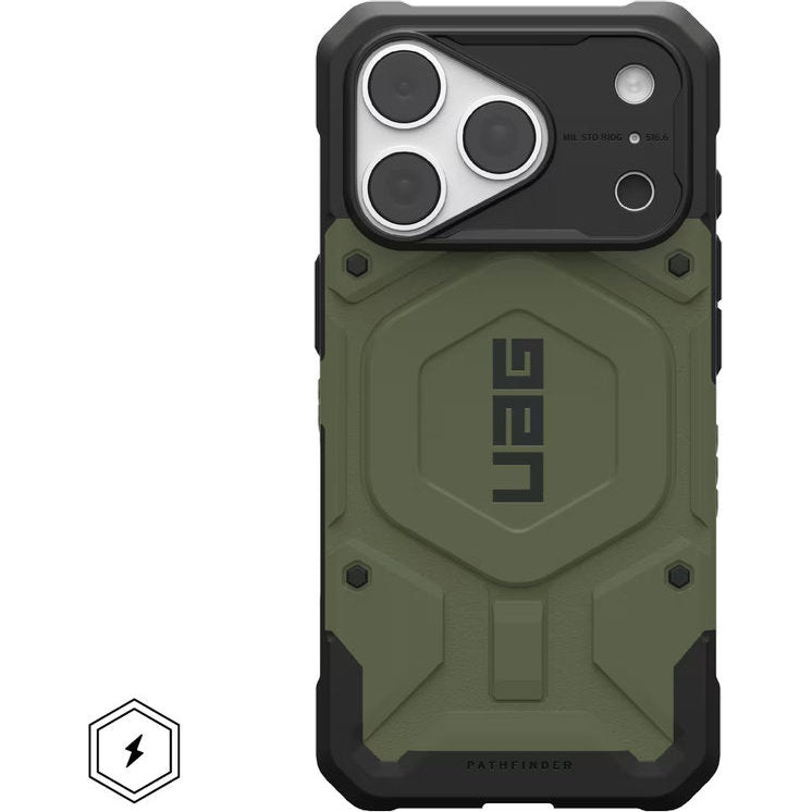 Handyhülle für iPhone 18 Pro / 17 Pro, UAG Pathfinder mit MagSafe, Olivgrün mit Schwarzen Elementen (3/5)