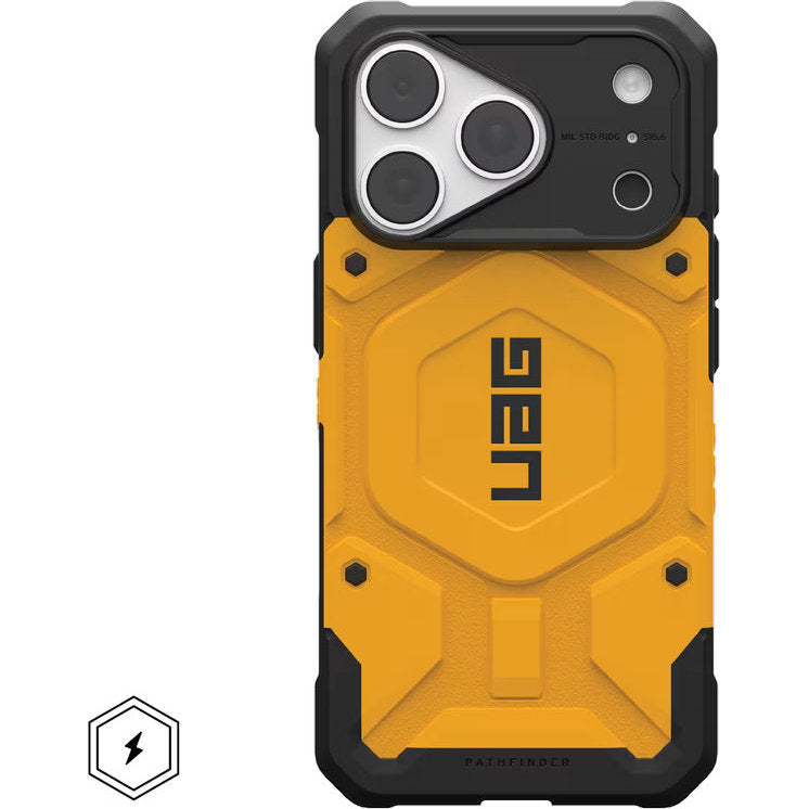 Handyhülle für iPhone 18 Pro / 17 Pro, UAG Pathfinder mit MagSafe, Gelb mit Schwarzen Elementen (3/5)