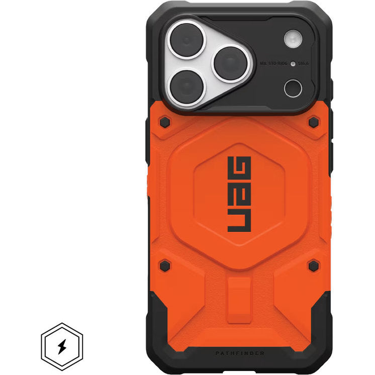 Handyhülle für iPhone 18 Pro / 17 Pro, UAG Pathfinder mit MagSafe, Orange mit Schwarzen Elementen (3/5)