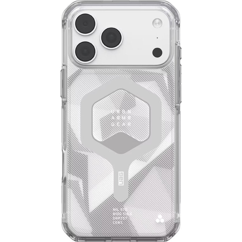 Handyhülle für iPhone 18 Pro Max / 17 Pro Max, UAG Plyo mit MagSafe, Transparent und Grau gemustert (1/5)