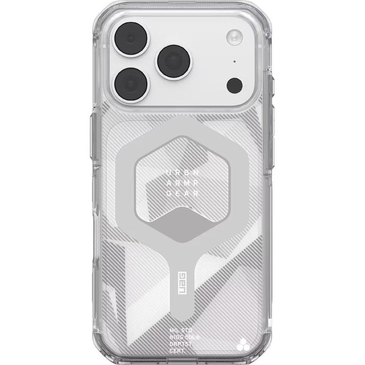 Handyhülle für iPhone 18 Pro / 17 Pro, UAG Plyo mit MagSafe, Transparent und Grau gemustert (1/5)