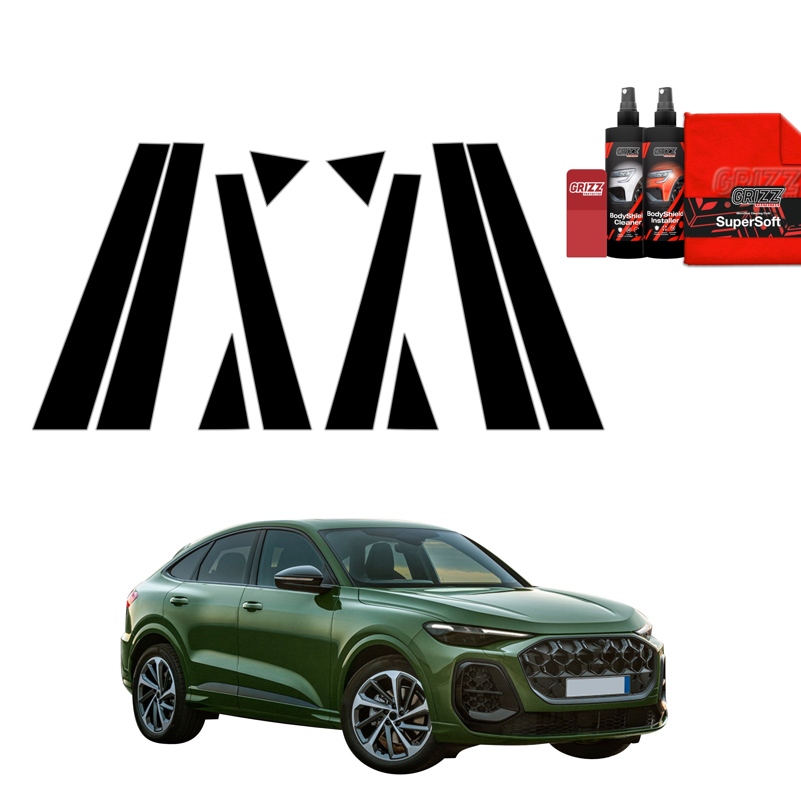 10in1 Schwarze Grizz Protector schutzfolie für A-B-C-Säule - Audi Q5 Sportback (2025-2026)