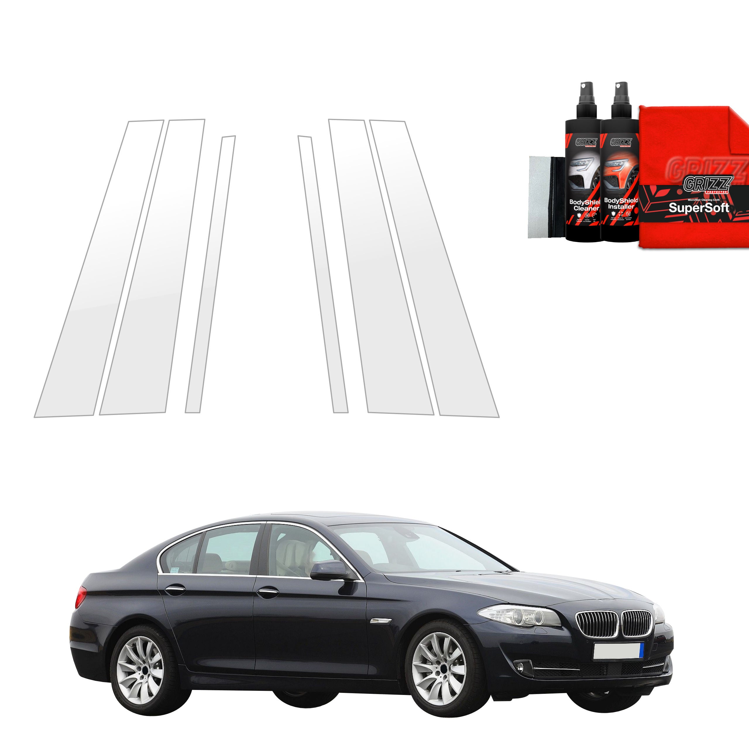6in1 Schutzfolie Grizz Protector für B-C-Säule - BMW 5 F10 Sedan PreLCI (2010-2012)