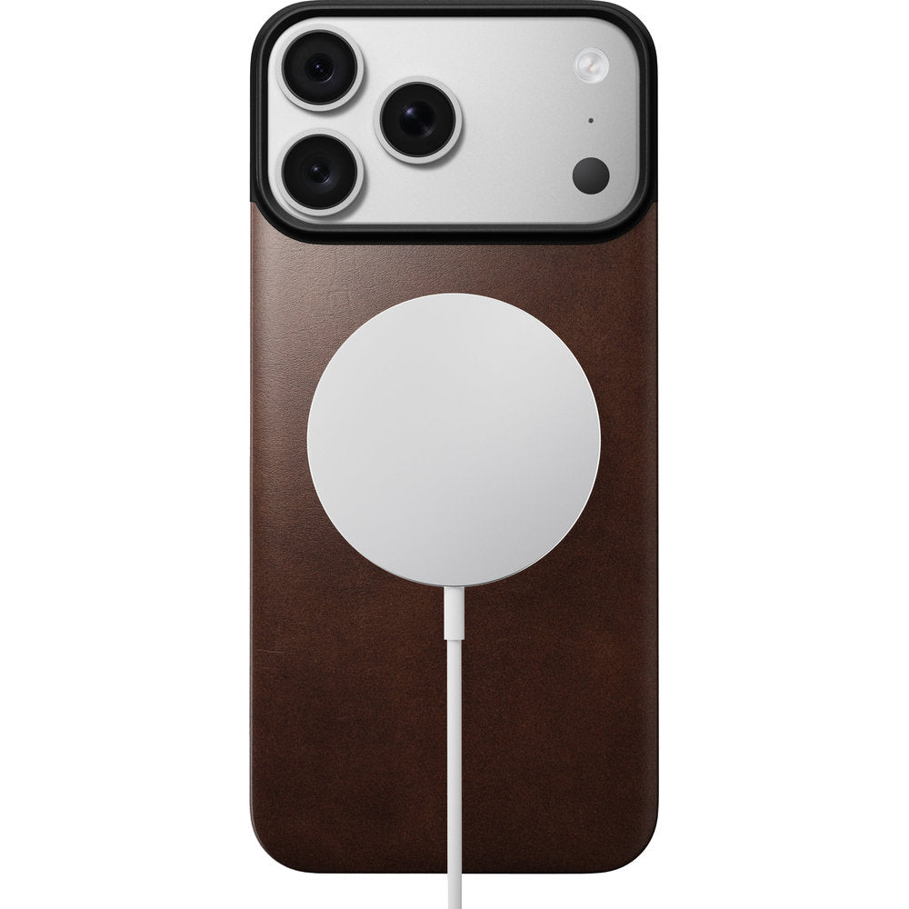Leder Handyhülle für iPhone 18 Pro Max / 17 Pro Max, Nomad Magnetic Leather Back Horween Series mit MagSafe, rustikales Braun (5/8)