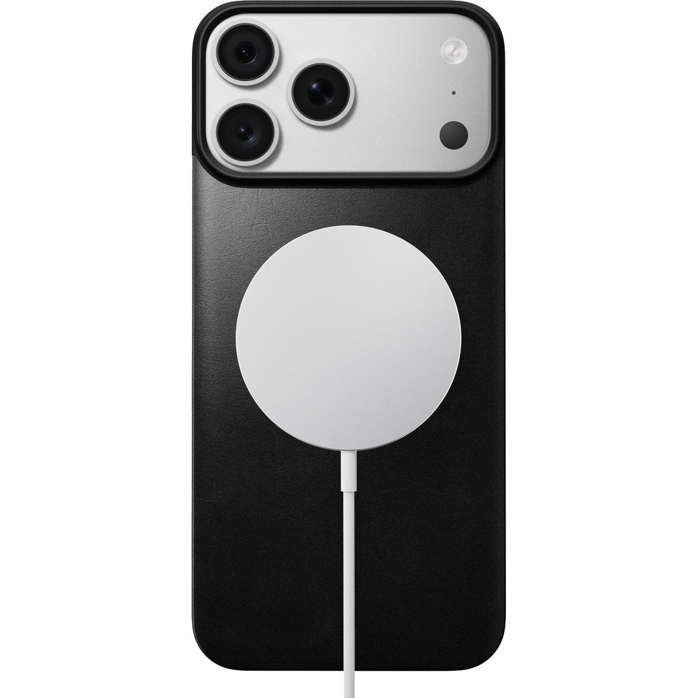 Leder Handyhülle für iPhone 18 Pro Max / 17 Pro Max, Nomad Magnetic Leather Back Horween Series mit MagSafe, Schwarz (5/8)