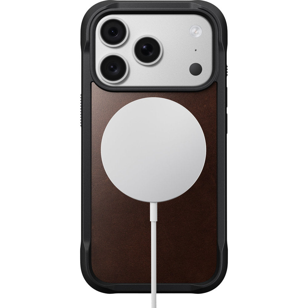 Handyhülle aus Naturleder für iPhone 18 Pro / 17 Pro, Nomad Rugged Leather Horween Series mit MagSafe, rustikales Braun (5/7)