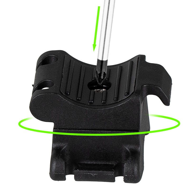 Vayox VA0076 bike handlebar flashlight mount made of black silicone with a screw adjustment feature.