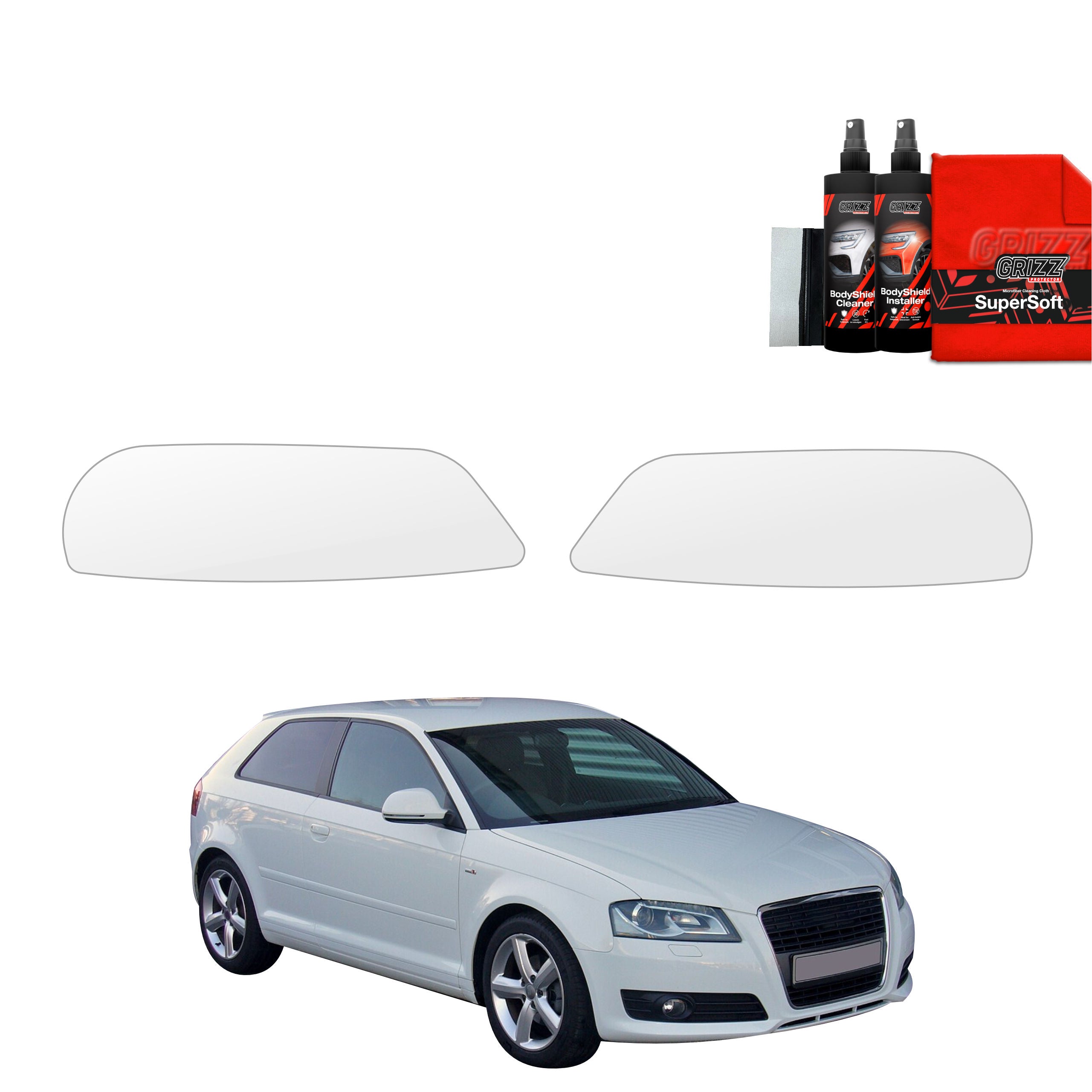 2in1 Schutzfolie Grizz Protector für Scheinwerfer - Audi A3 8P Hatchback 3D (2003-2008)