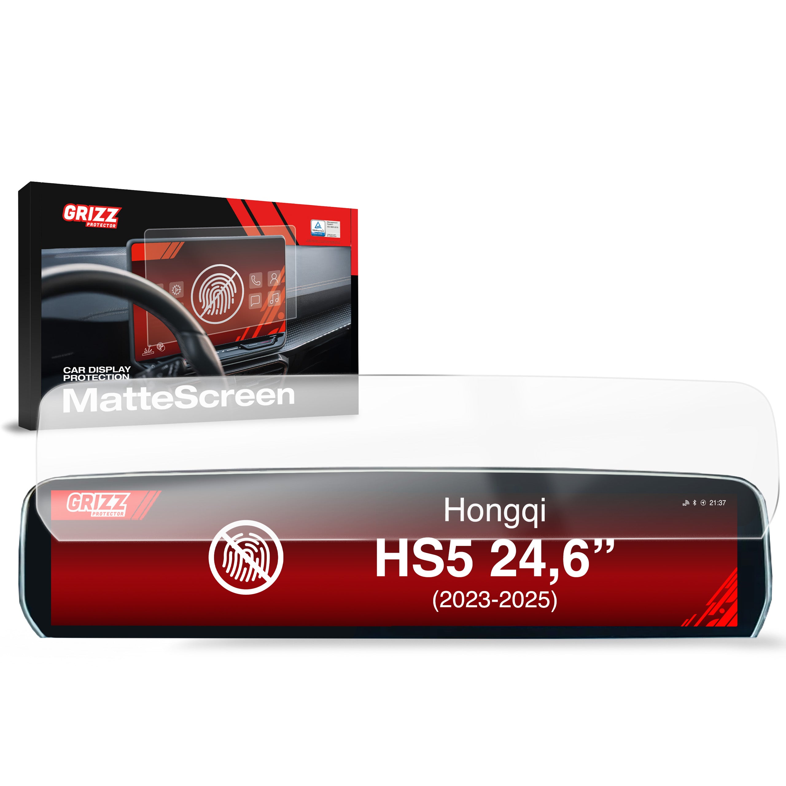 Matte Autodisplayfolie für Hongqi HS5 24,6" (2023-2026), Grizz Protector
