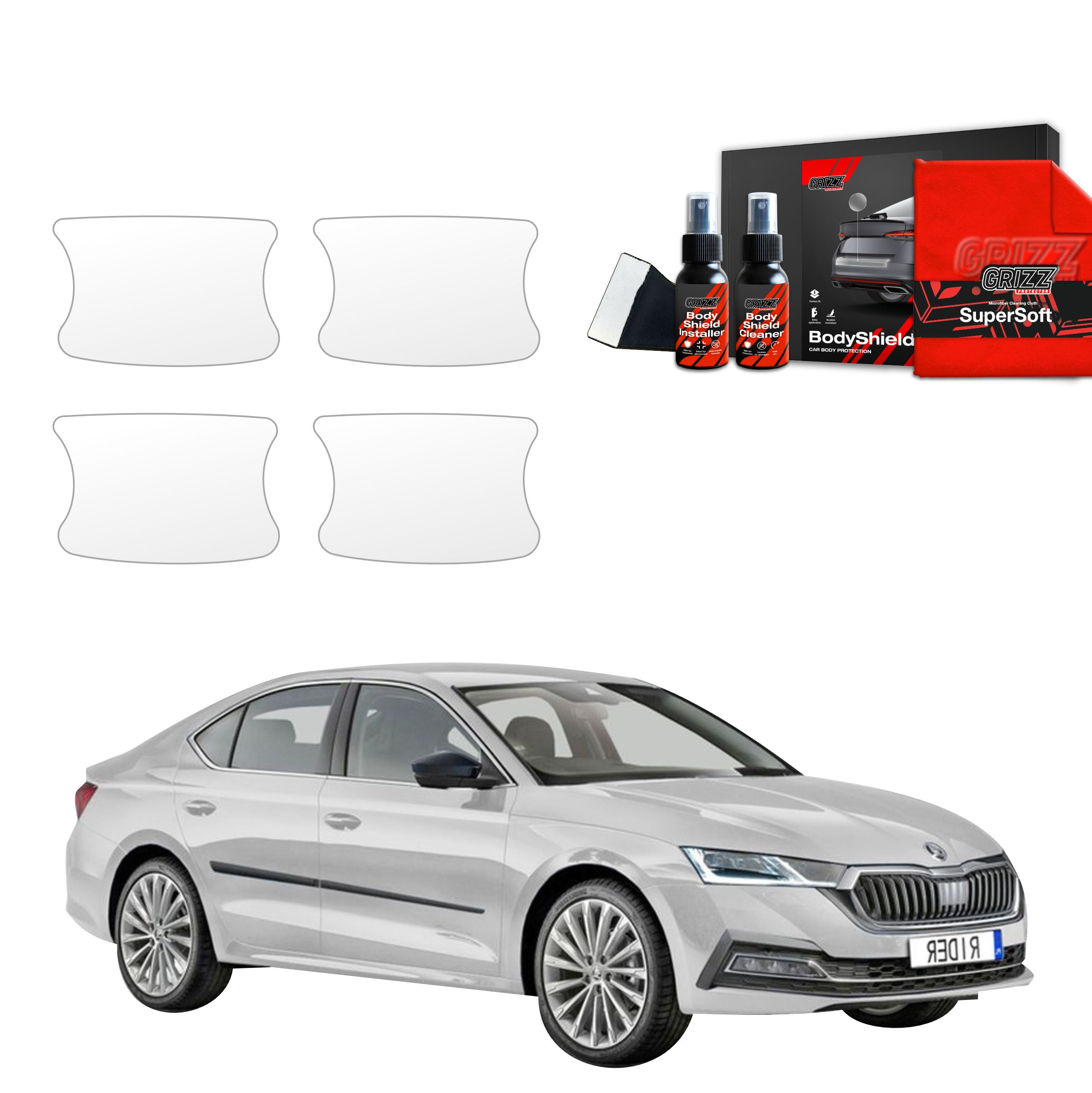 4in1 Schutzfolie Grizz Protector für Türgriffmulden - Skoda Octavia 4 Hatchback (2019-2024)