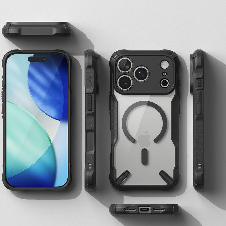Handyhülle für iPhone 18 Pro / 17 Pro, Ringke Fusion X Magnetic mit MagSafe, Transparent mit Schwarzen Rahmen (5/11)