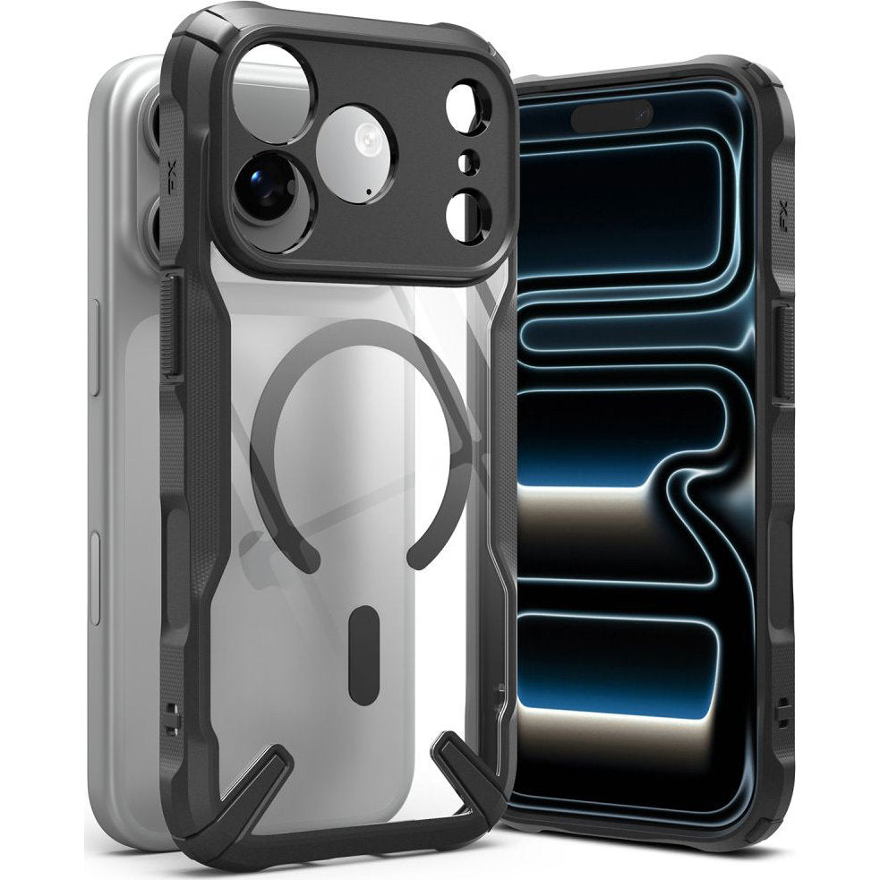 Handyhülle für iPhone 18 Pro / 17 Pro, Ringke Fusion X Magnetic mit MagSafe, Transparent mit Schwarzen Rahmen (11/11)