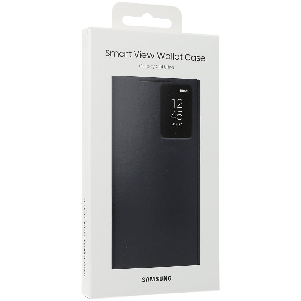 Schutzhülle mit Klappe für Galaxy S24 Ultra, Samsung Smart View Wallet Case, Schwarz