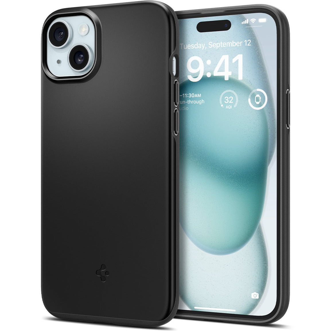 Schutzhülle Spigen Thin Fit für Apple iPhone 15, Schwarz