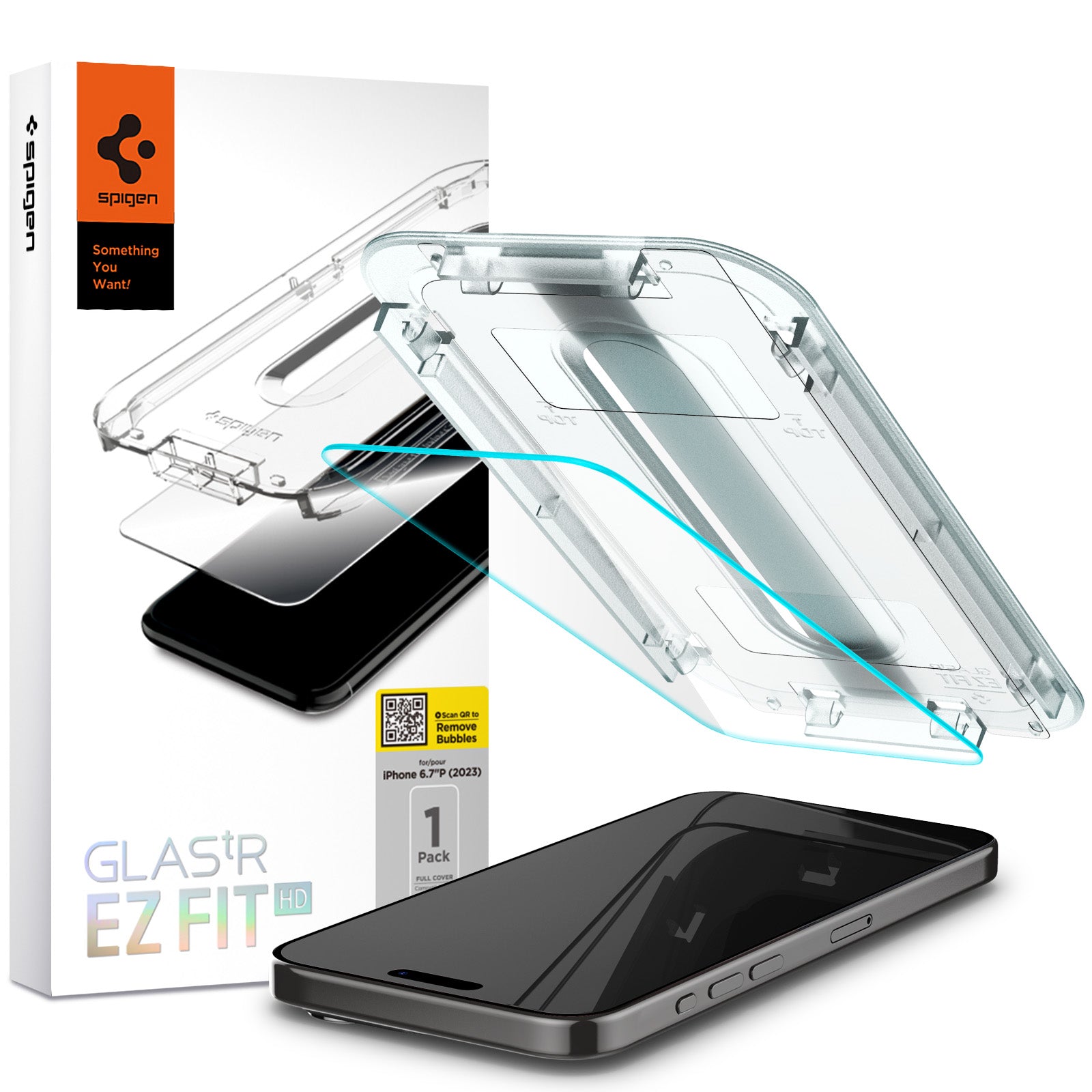 Glas für die Schutzhülle Spigen Glas.tR EZ Fit 1-Pack für iPhone 15 Pro Max