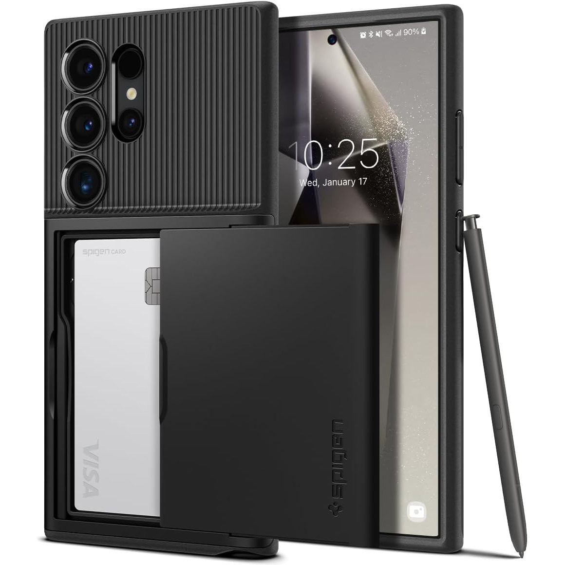 Schutzhülle für Galaxy S24 Ultra, Spigen Slim Armor CS, Schwarz
