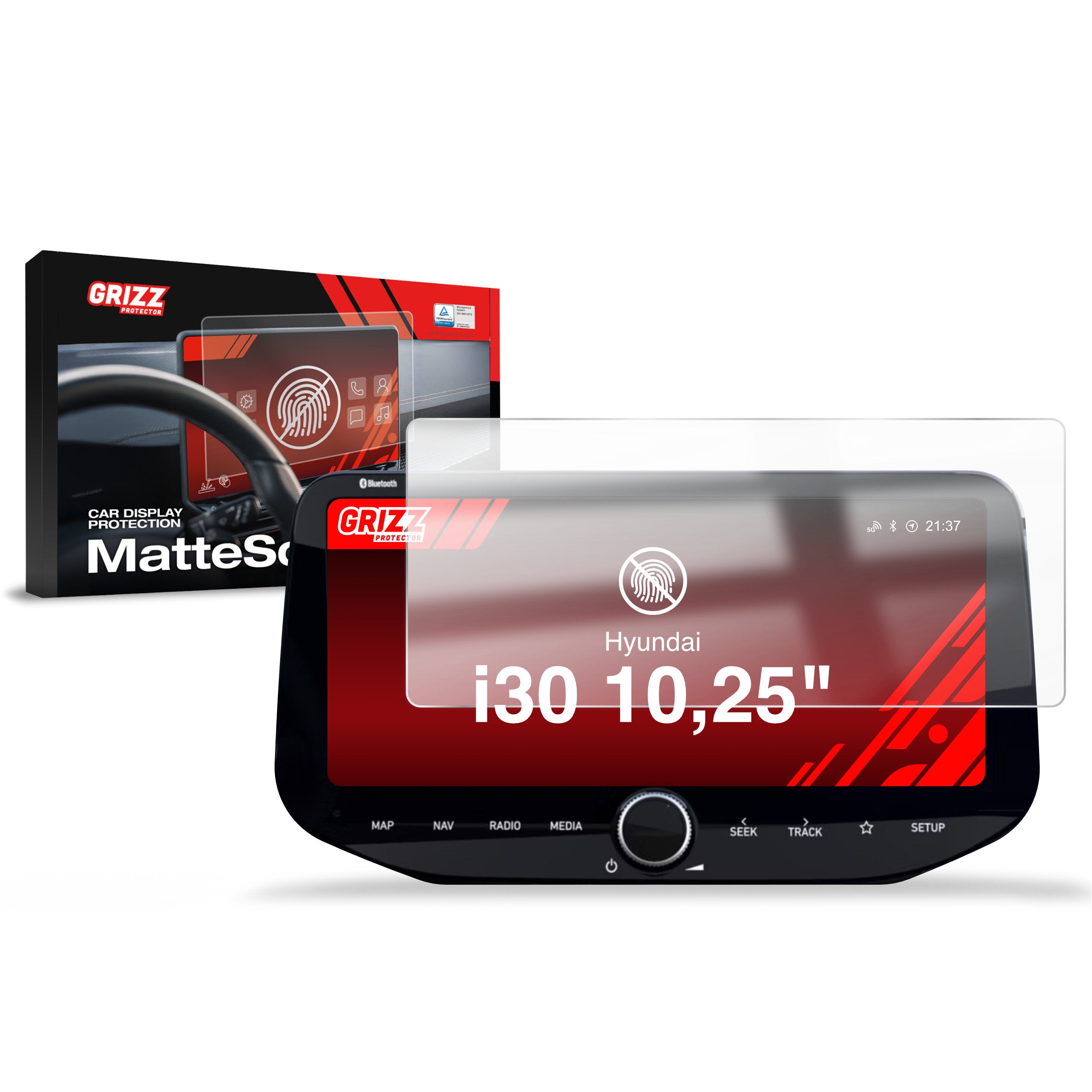 Matte Autodisplayfolie für Hyundai i30 10,25" (2020-2024), Grizz Protector