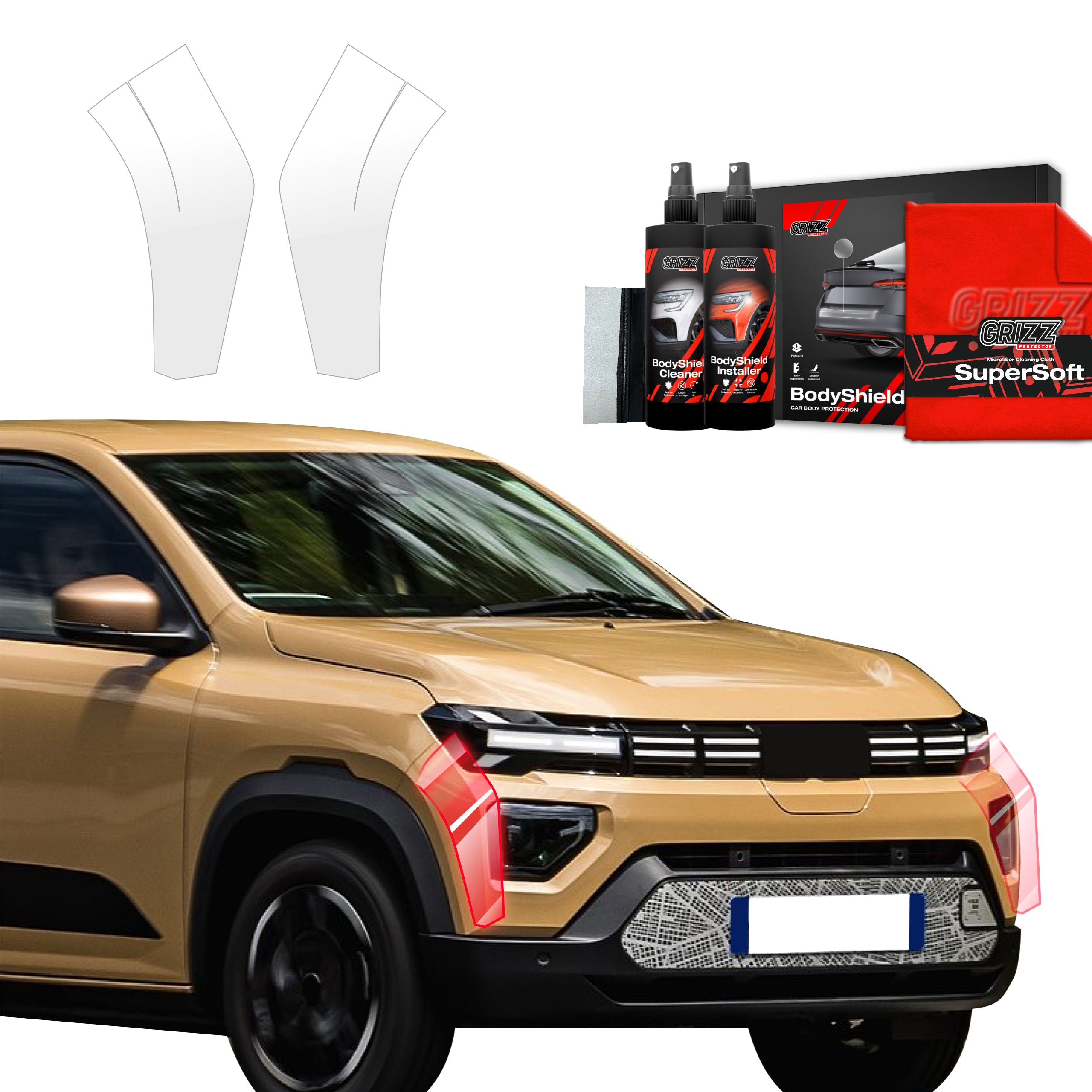 2in1 Schutzfolie Grizz Protector für Stoßstange - Dacia Spring (2024-2026)