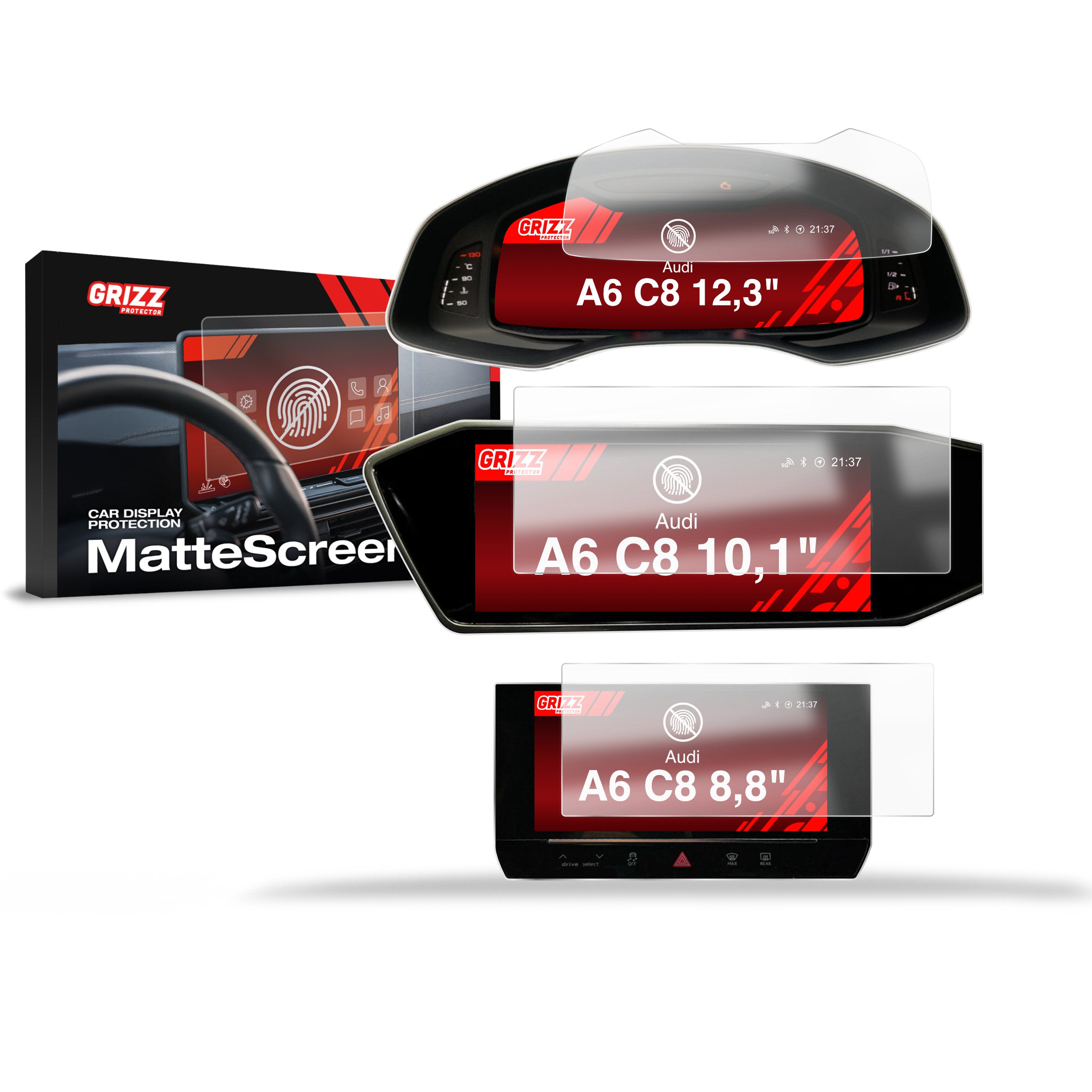 Matte Autodisplayfolie 4in1 für Audi A6 C8 (2018-2024), Grizz Protector