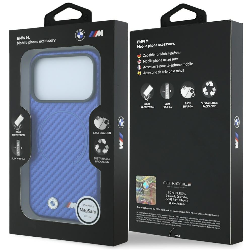 Handyhülle für iPhone 18 Pro Max / 17 Pro Max, BMW M Carbon Printed Ring mit MagSafe, Blau (8/8)