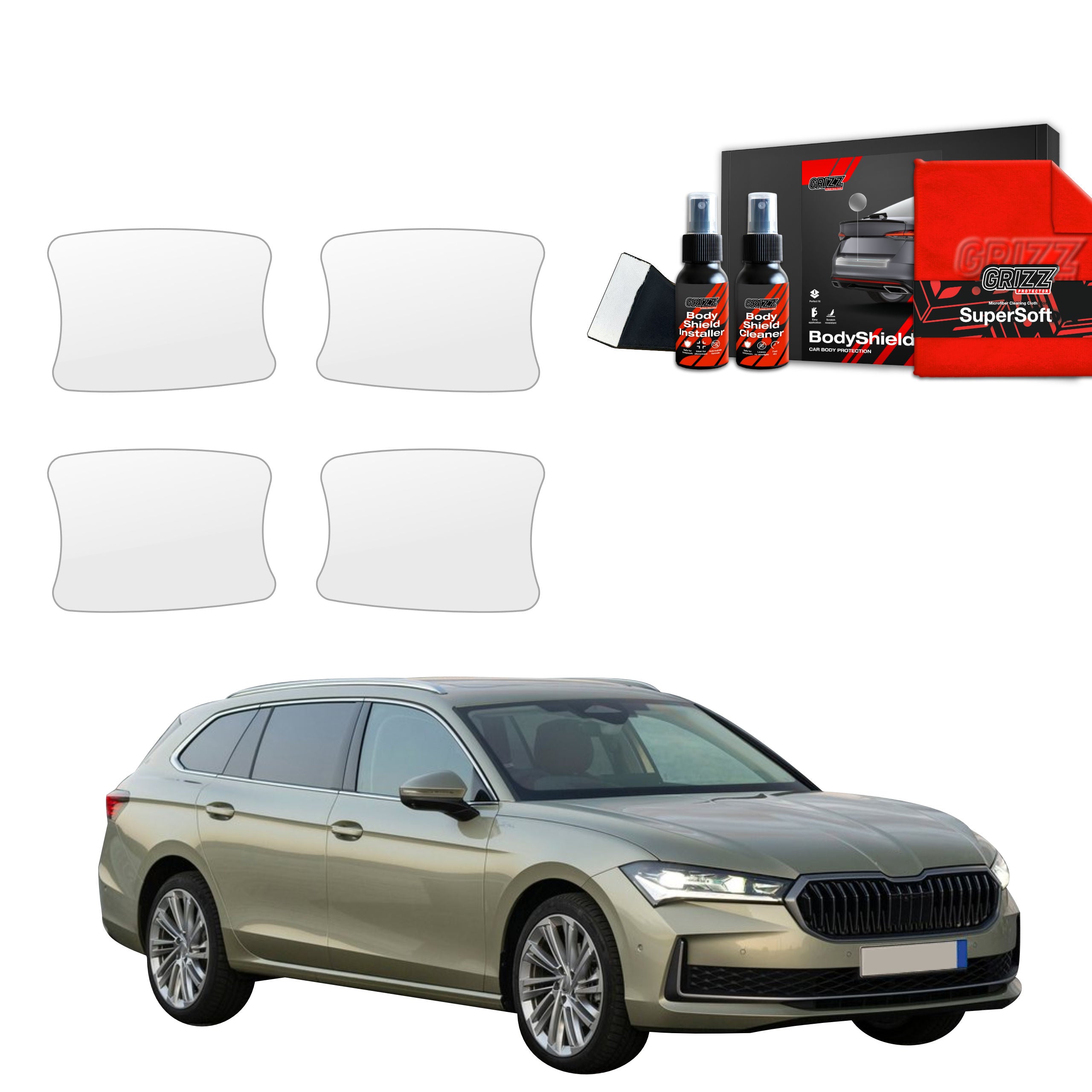 4in1 Schutzfolie Grizz Protector für Türgriffmulden - Skoda Superb 4 Combi (2024-2026)
