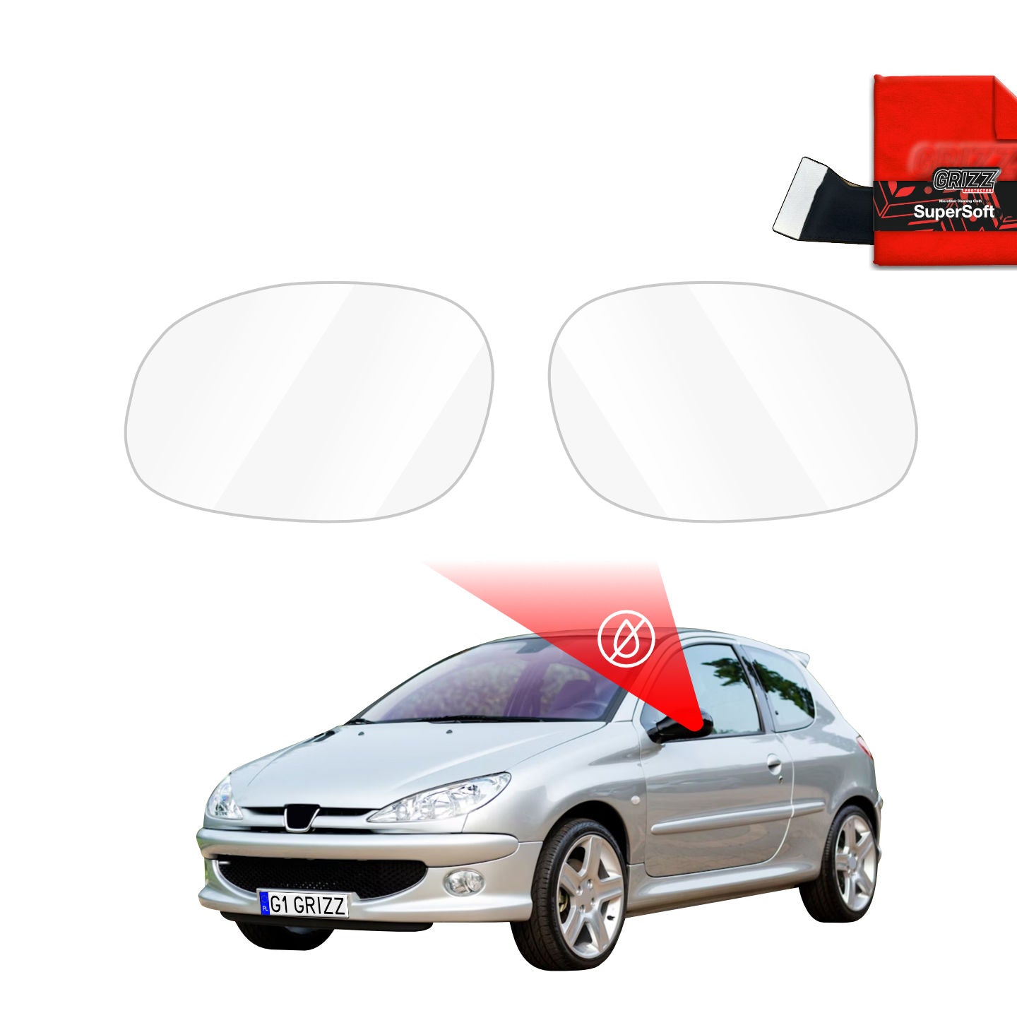 Regenschutzfolie Grizz Protector für Außenspiegel - Peugeot 206 (2003-2012)