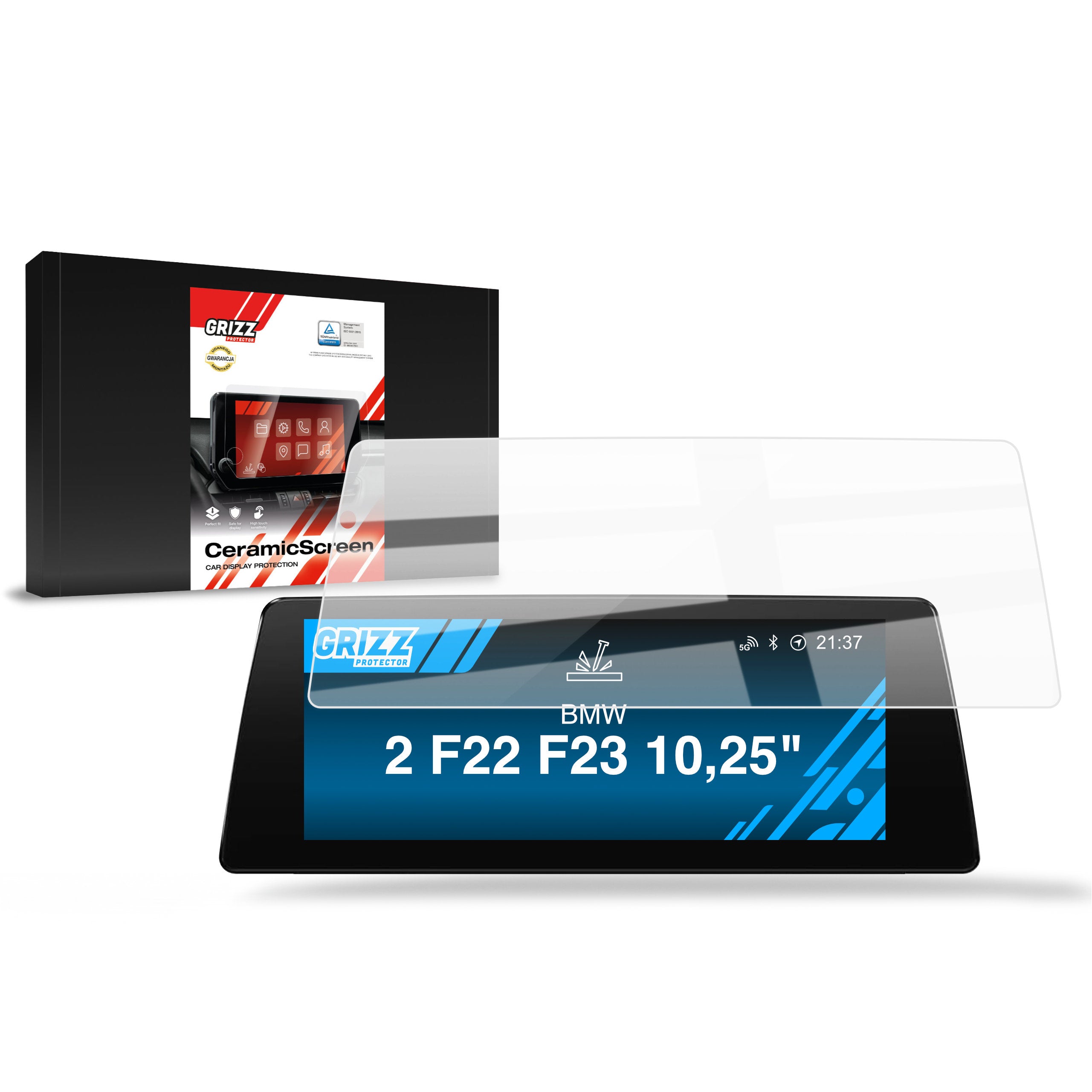 Keramische Autodisplayfolie für BMW 2 F22 F23 Android Radio 10,25" (2013-2021), Grizz Protector
