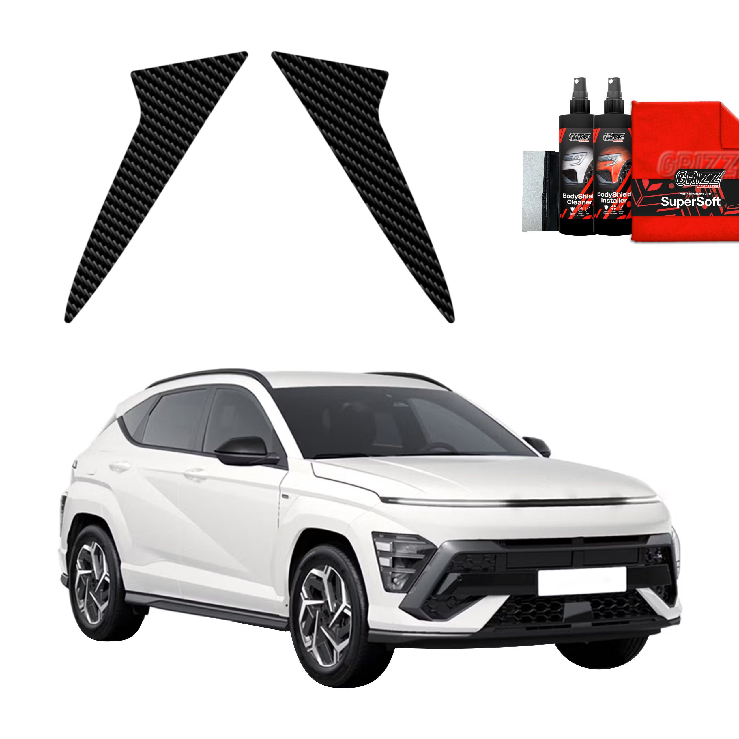 2in1 Kohlenstoff Schutzfolie Grizz Protector für C-Säule - Hyundai Kona N-Line (2023-2026)