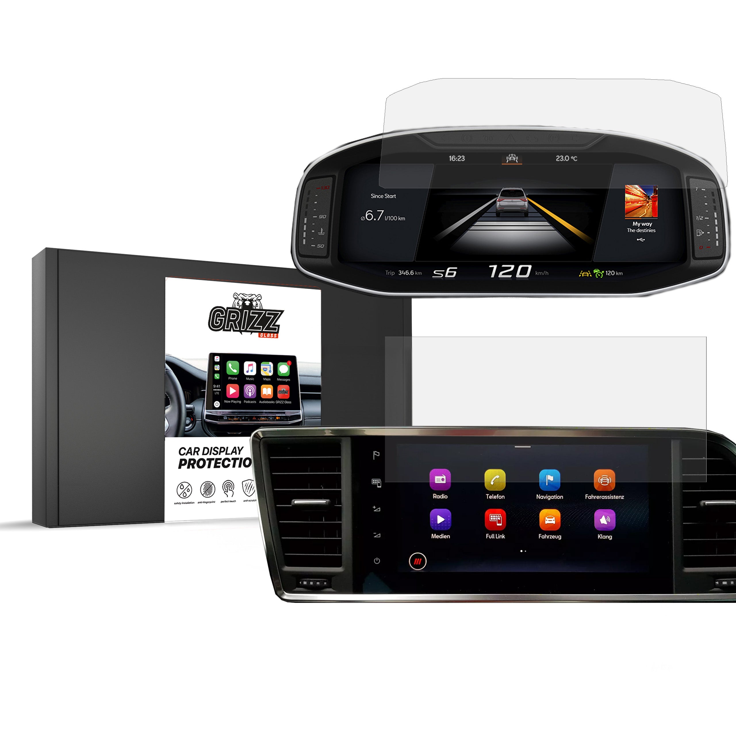 Keramische Autodisplayfolie 2in1 für Seat Ateca 9,2" (2020-2026), Grizz Protector