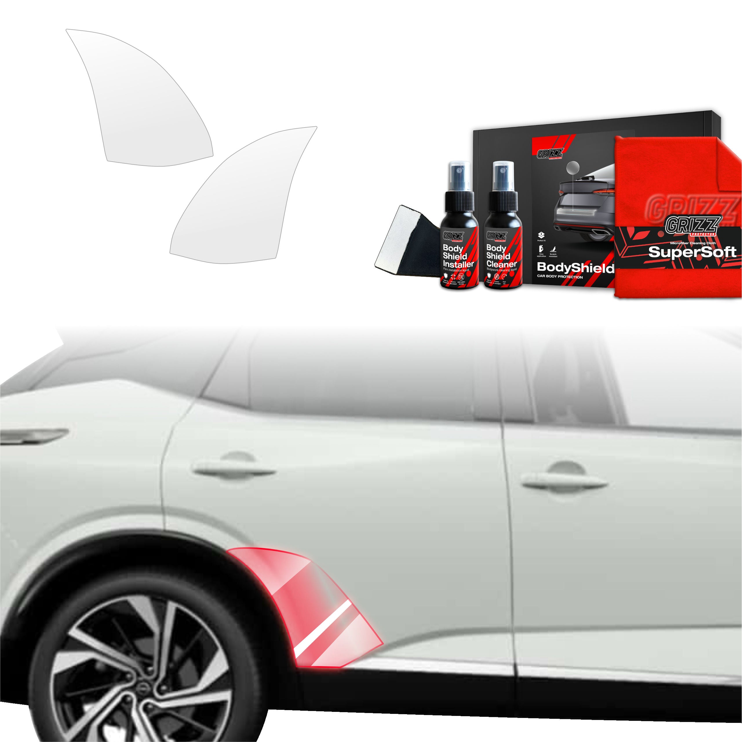 2in1 Schutzfolie Grizz Protector für hinteren Seitenschweller - Nissan Qashqai 3 Facelift (2024-2026)
