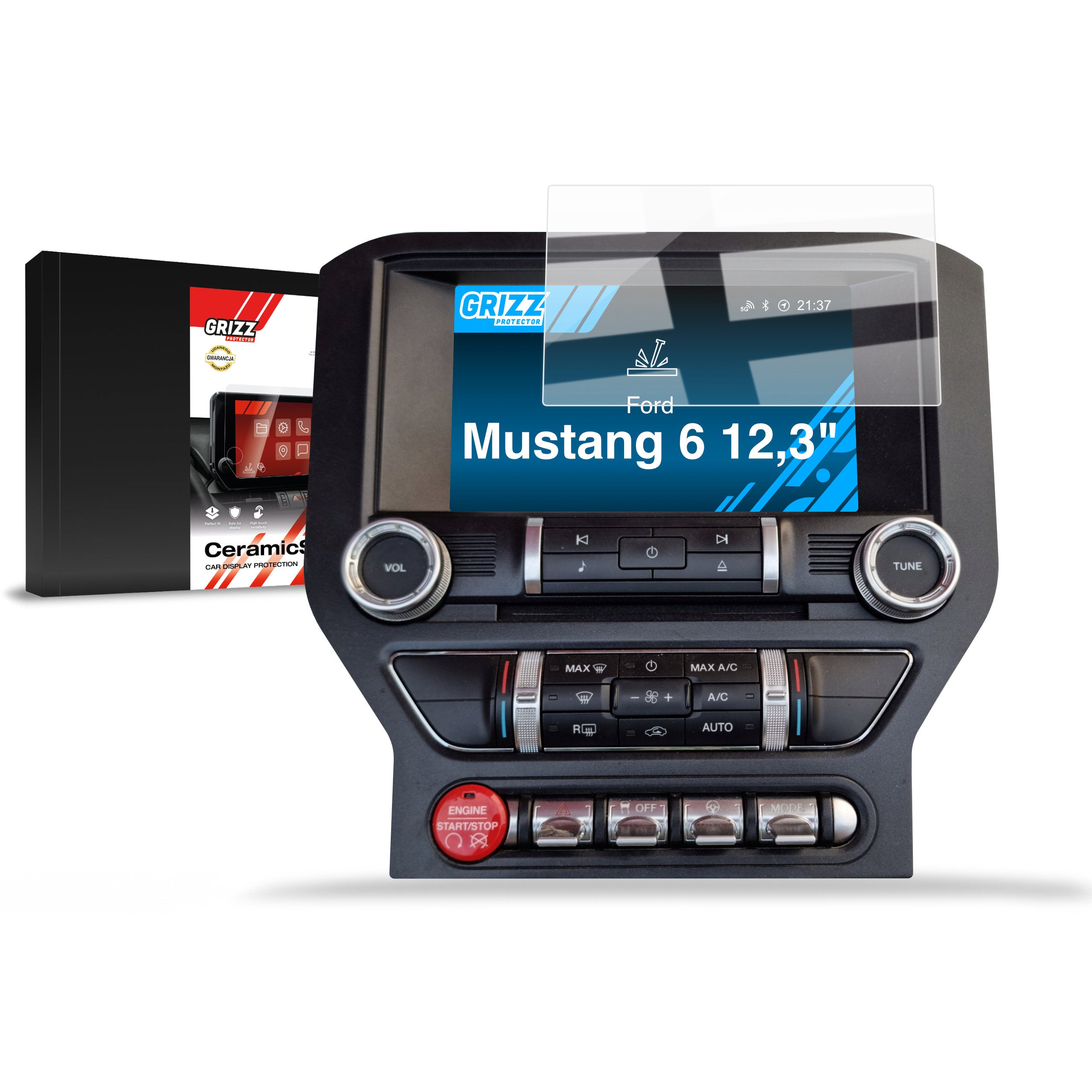 Keramische Autodisplayfolie für Ford Mustang 6 (2014-2023), Grizz Protector