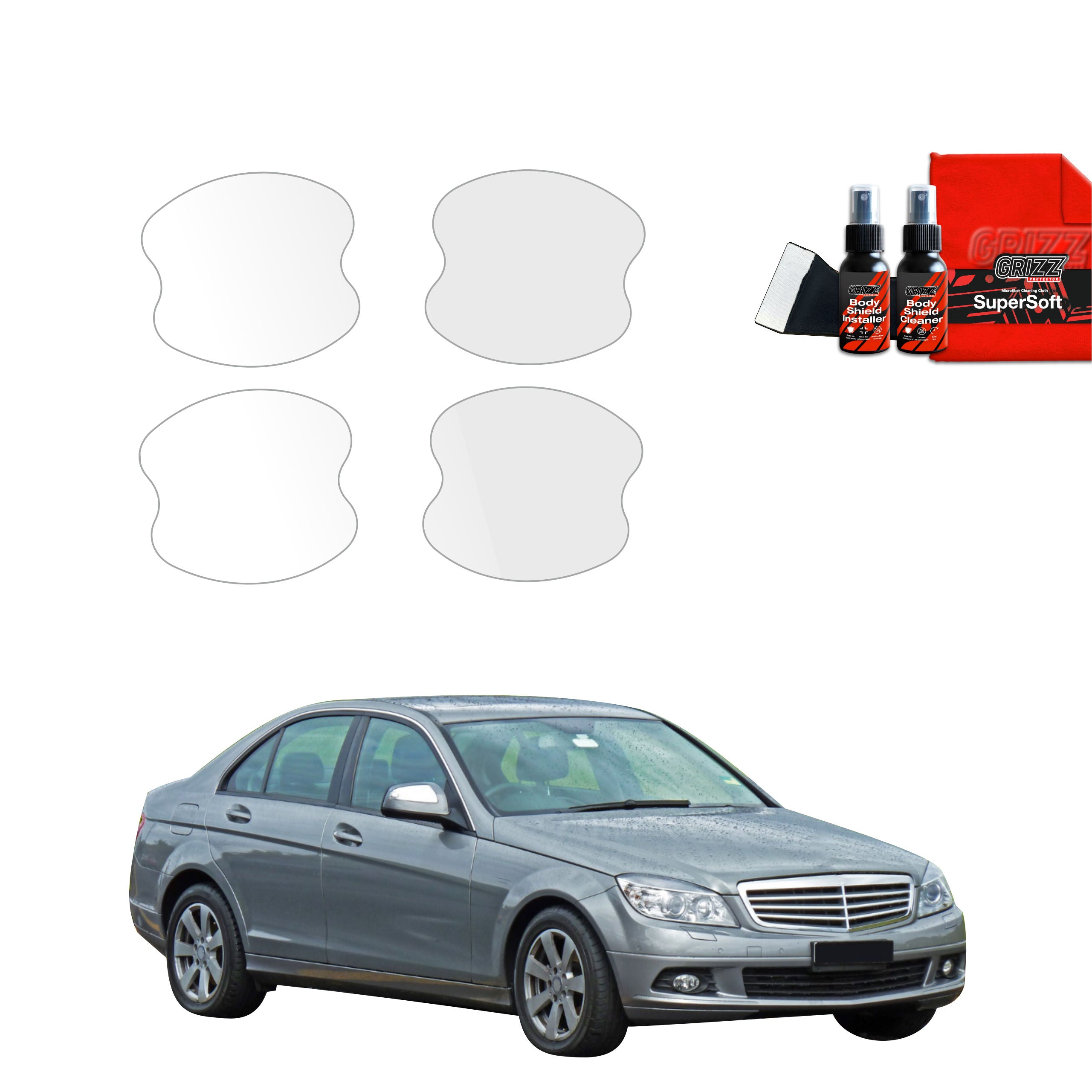 4in1 Schutzfolie Grizz Protector für Türgriffmulden - Mercedes Benz C Klasse W204 Sedan (2007-2011)