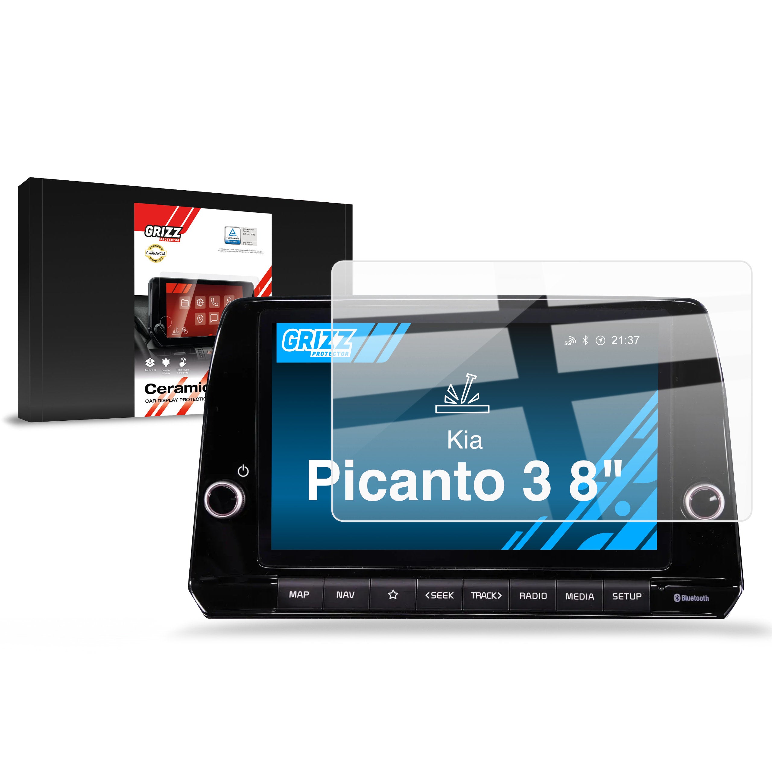 Keramische Autodisplayfolie für Kia Picanto 3 8" (2020-2024), Grizz Protector
