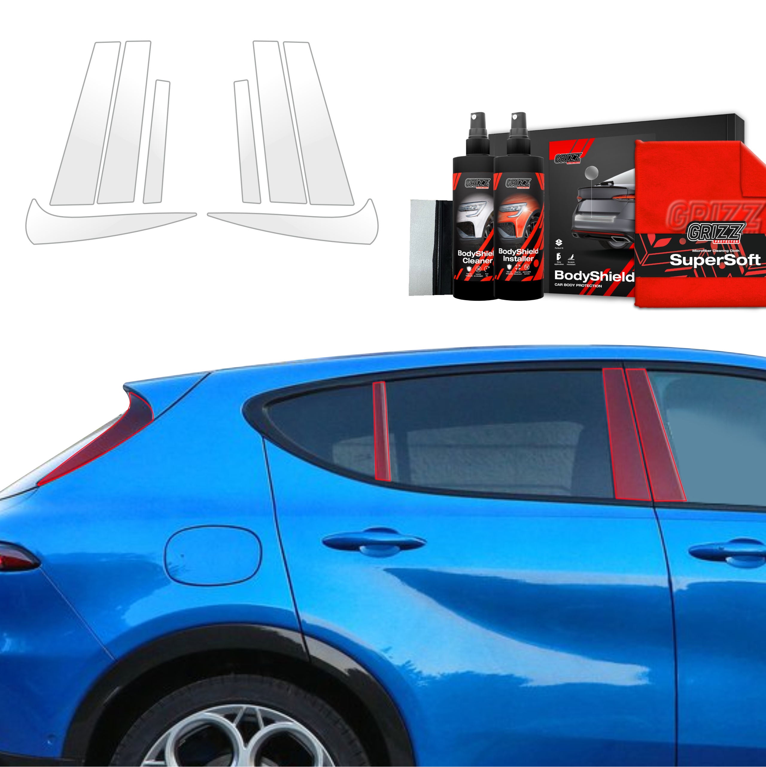 8in1 Schutzfolie Grizz Protector für B-C-Säule - Alfa Romeo Tonale (2022-2026)