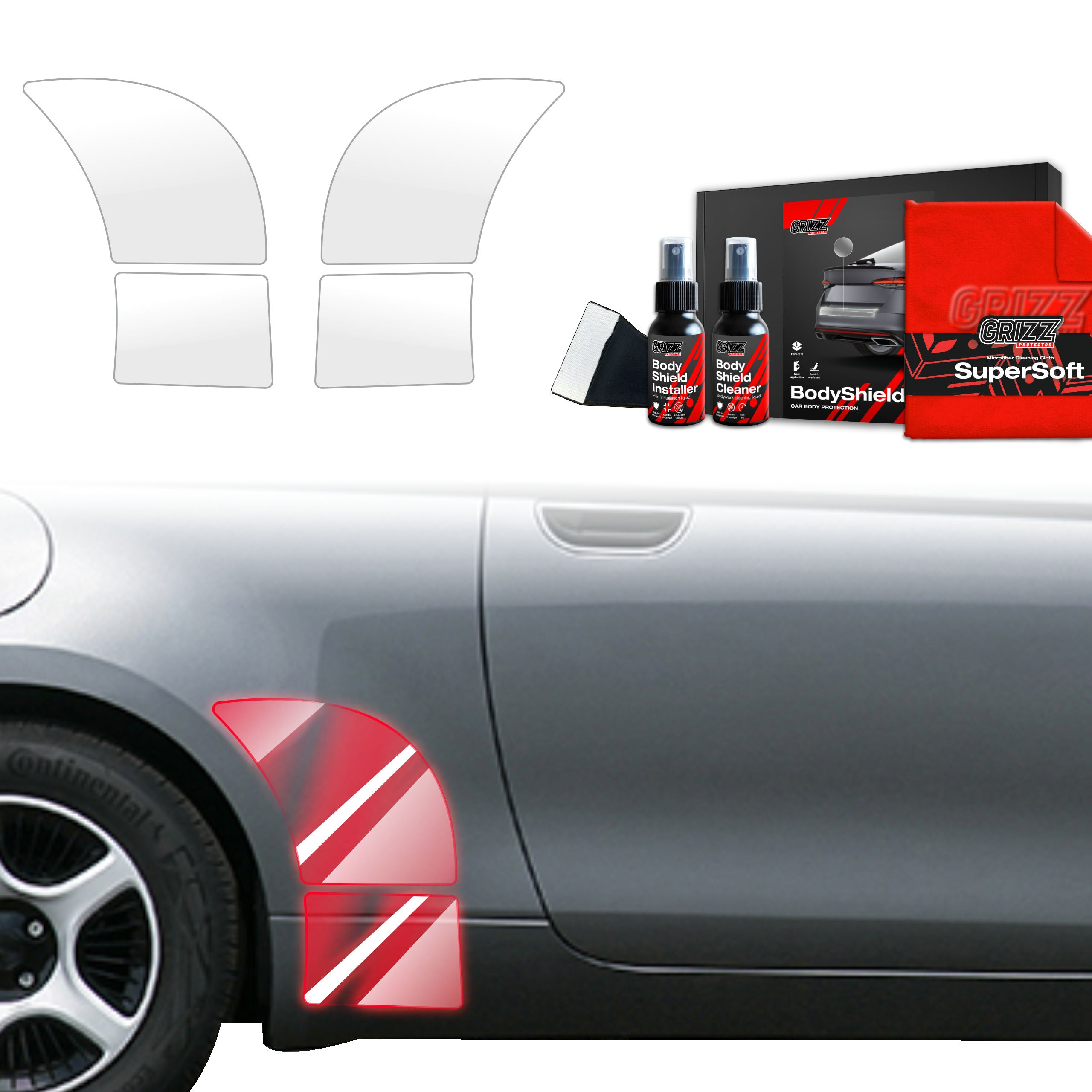 4in1 Schutzfolie Grizz Protector für hinteren & vorderen Seitenschwelle - Fiat 500 (2016-2026)