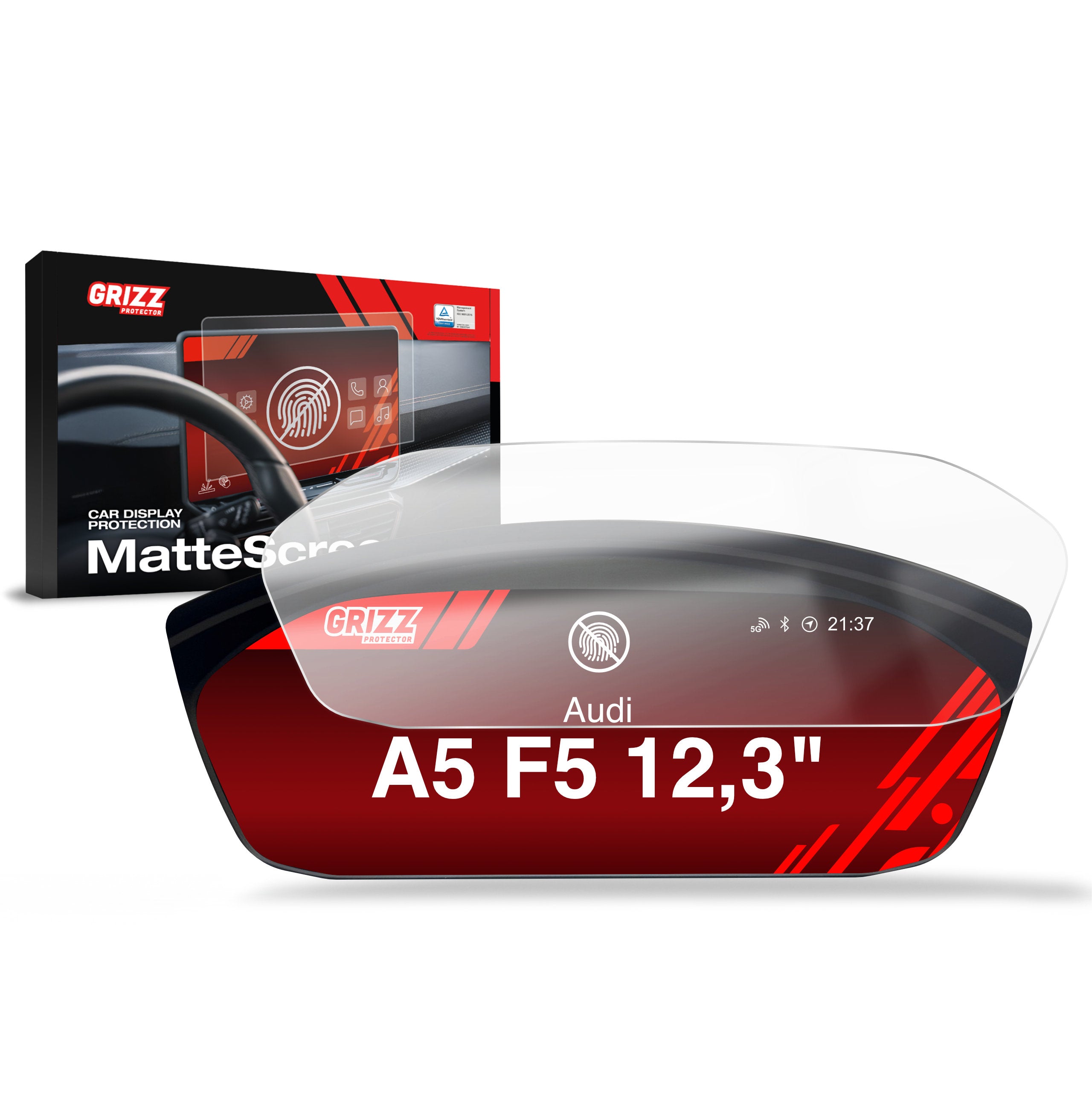 Matte Autodisplayfolie für Audi A5 F5 Virtual Cockpit Plus 12,3" (2020-2024), Grizz Protector