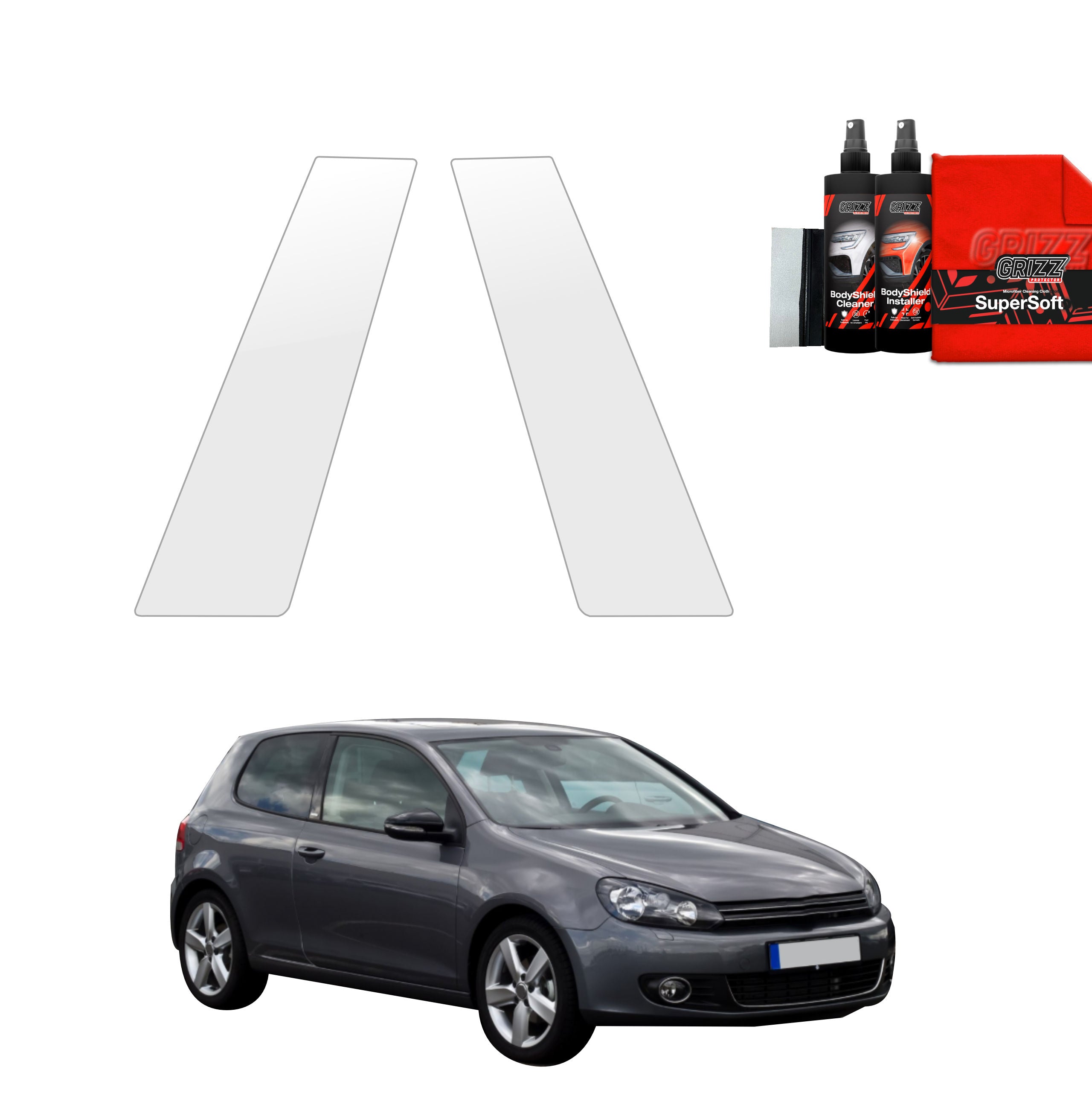 2in1 Schutzfolie Grizz Protector für B-Säule - Volkswagen Golf 6 Hatchback 3D (2008-2012)